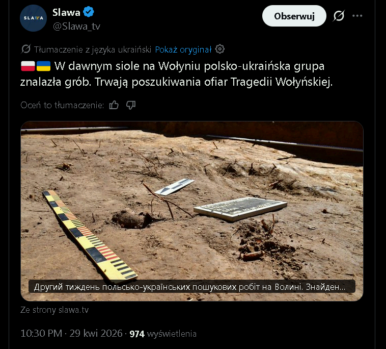 Finansowana przez polskiego podatnika Slawa TV zakłamuje historię nazywając ukraińskie ludobójstwo "Tragedią Wołyńską".