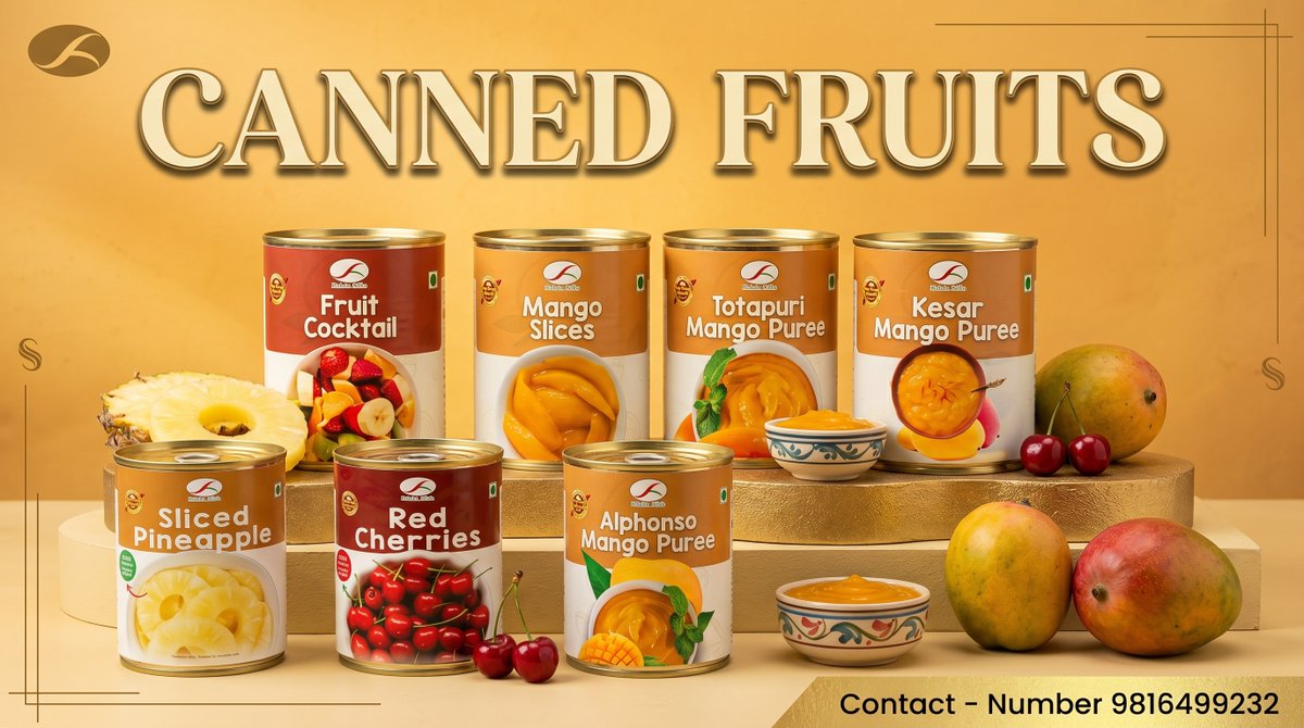 fruitpulp_puree's tweet photo. Which one is your favourite? 👇
→ Alphonso Mango Puree
→ Fruit Cocktail  
→ Red Cherries
→ Pineapple Slices
We supply premium canned fruits &amp; purees in bulk for manufacturers &amp; exporters worldwide.

Tell us your requirement in comments/DM.

#CannedFruits #MangoPuree https://t.co/A5yESuKDqh