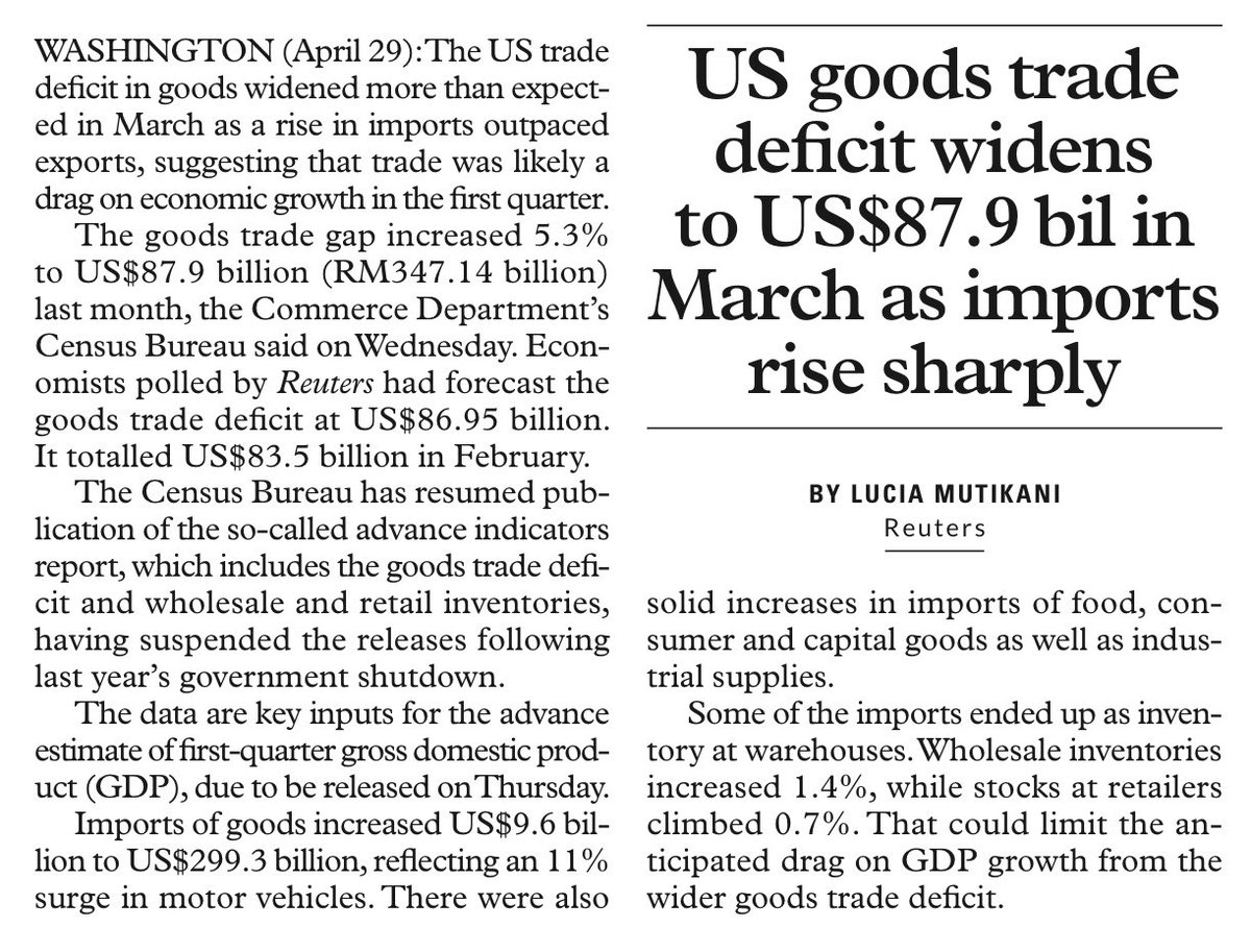 IngeniumAdvisor's tweet image. Well, it looks like the pre-emptive buying ahead of Trump’s tariffs late last year has had all that inventory exhausted. Now, the #US has to restock. Watch for #inflation; this time with #oil prices hitting them, too.

#economics #finance #manufacturing #business #industries #Fed