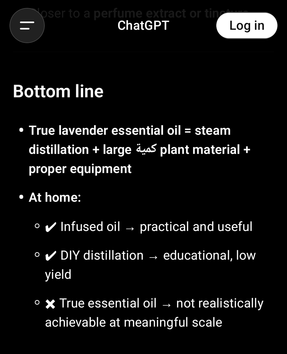 BritishEsquire's tweet photo. Why, in a discussion about LAVENDER ESSENTIAL OIL, is @ChatGPTapp using the language of the enemy?! I don't care that it means "quantity". It shouldn't have been used at all! #RestoreBritain https://t.co/c2cO7zGyJ8