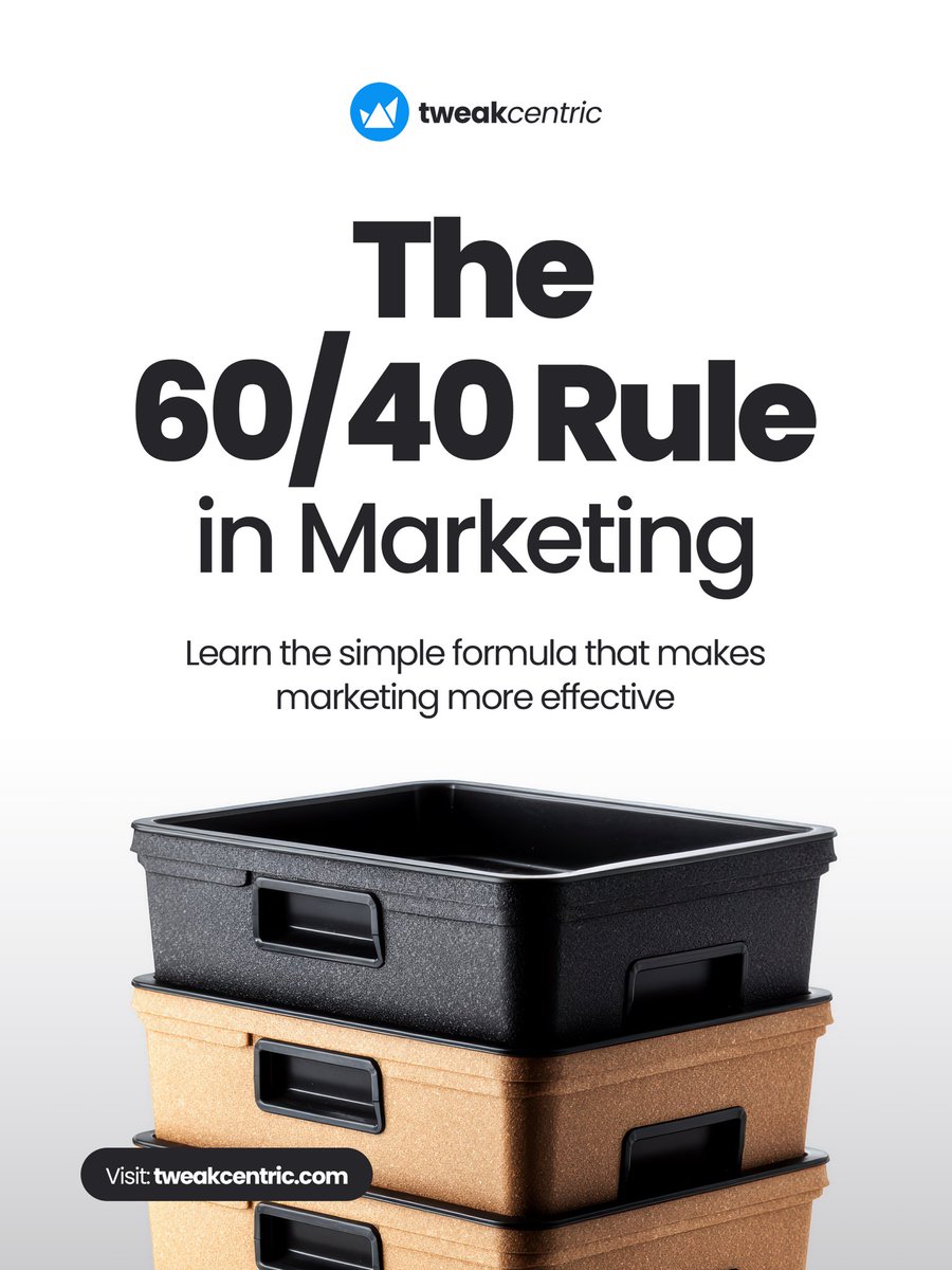 TweakCentric's tweet photo. The 60/40 rule reminds us that sustainable growth comes from balancing long-term brand building with short-term sales activation.

#TweakCentric #MarketingStrategy #BrandBuilding #DigitalMarketing #ContentStrategy #MarketingInsights #BrandGrowth https://t.co/0PhhcphQvj