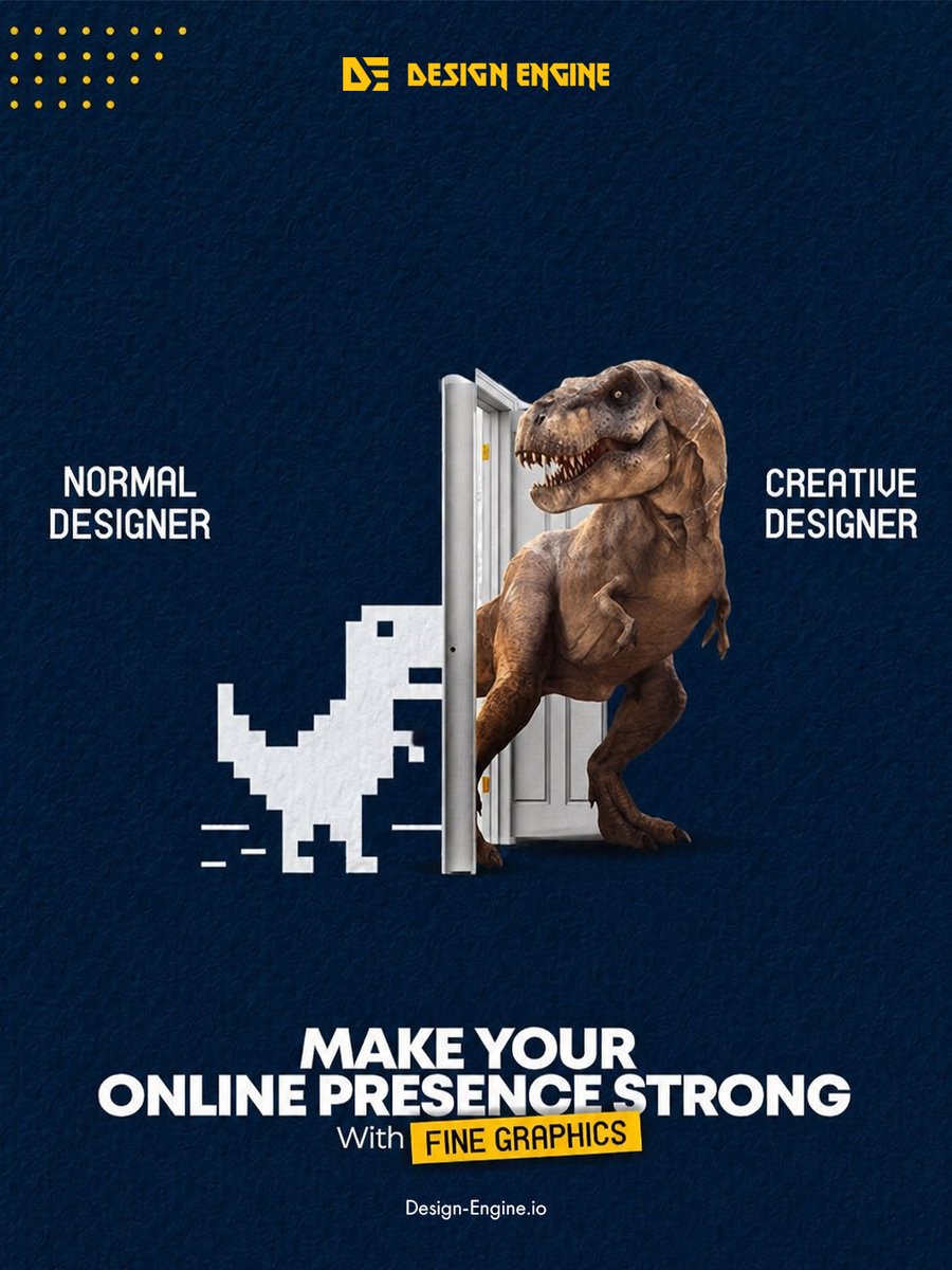 designengine_'s tweet image. Normal designers play safe.
Creative designers break limits. 🦖🔥
Upgrade your visuals. Upgrade your impact.
#GraphicDesign #Creativity #Branding