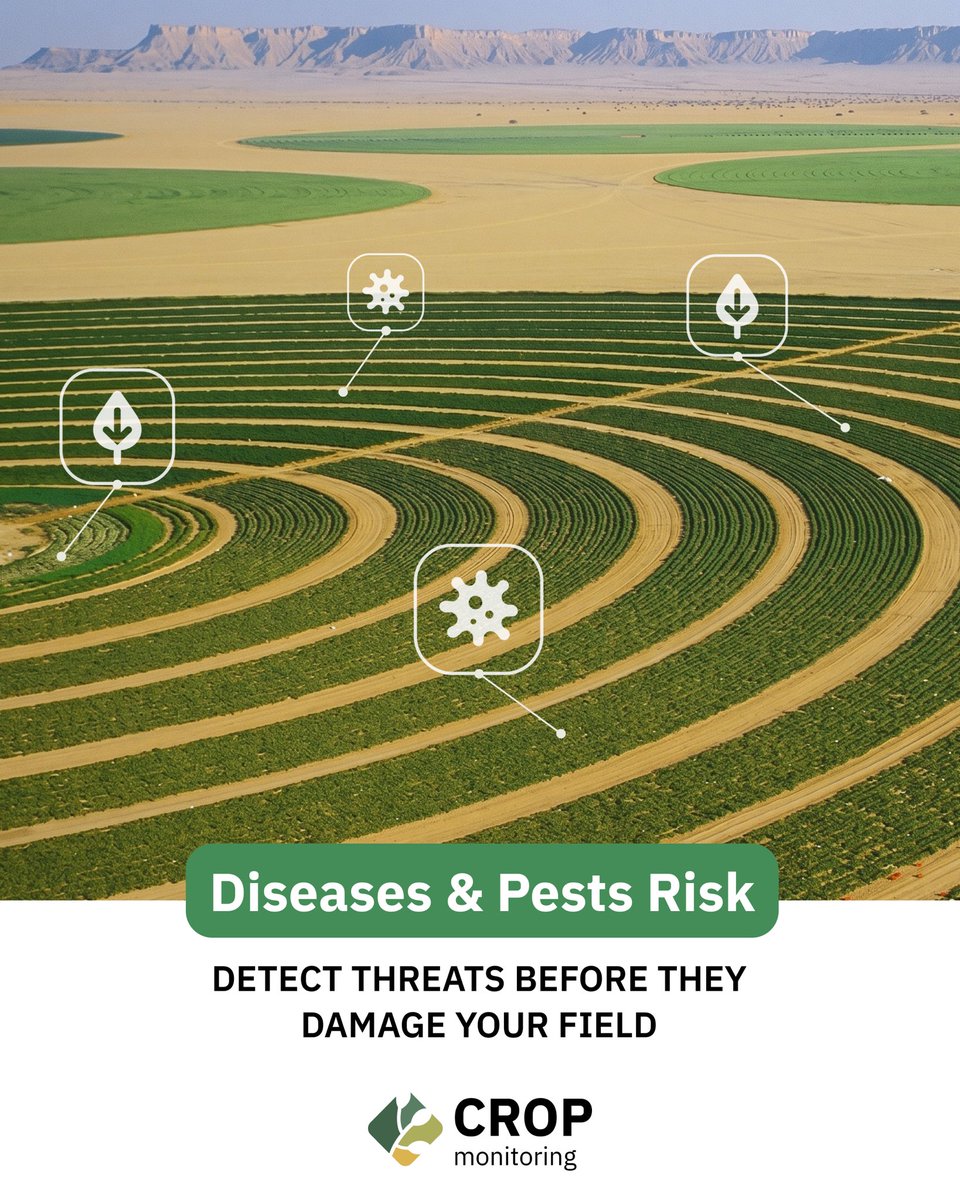 CropMonitoring's tweet photo. By the time damage is visible, it’s often too late.

Diseases &amp; Pests Risk helps you detect threats earlier — based on real field conditions.

More in the next posts ⏩️ https://t.co/QJygWfPJzV