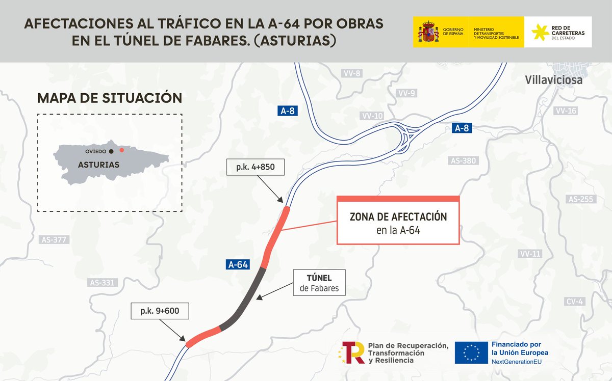 transportesgob's tweet image. El 4 de mayo comenzaremos, entre otros trabajos, con la ejecución de tres nuevas galerías de evacuación en el túnel de Fabares (A-64) en Villaviciosa (Asturias).

En el marco de la modernización que llevamos a cabo en siete túneles de la A-8 y A-64.

👉 transportes.gob.es/ministerio/com…
