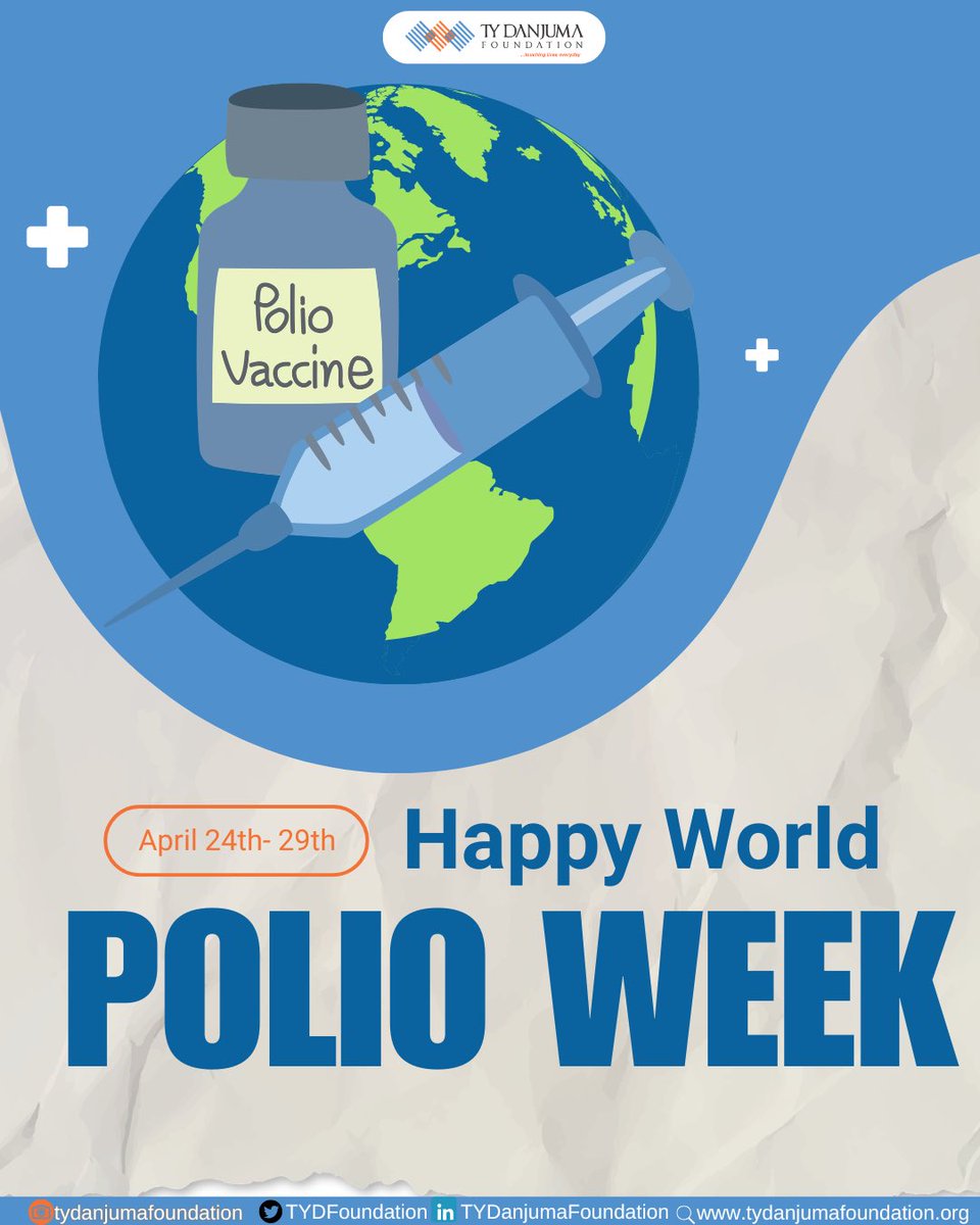 TYDFoundation's tweet photo. While the official awareness week has wrapped up, the technical reality of polio eradication remains a critical conversation. To understand the importance of immunization, it is helpful to look at how this specific virus operates and why the global push for vaccination is so precise.
Polio is a highly infectious viral disease that largely affects children under five years of age. The virus invades the nervous system and can cause total paralysis in a matter of hours. There is no cure for polio; it can only be prevented through immunization.

The strategy for eradication relies on two main types of vaccines:
• Oral Polio Vaccine (OPV): Administered as drops, this is essential for stopping person-to-person transmission in communities.
• Inactivated Polio Vaccine (IPV): An injectable dose that provides a high level of individual protection against the disease.

The “lesson” in any immunization drive is the concept of population immunity. Because the virus can only survive in humans, vaccinating every child eventually leaves the virus with no hosts to infect, leading to its permanent extinction.

Nigeria and the rest of the world have made incredible strides, but as long as a single child remains infected, children in all countries are at risk. Reflection on these dates serves as a reminder that consistency in routine immunization is what keeps our communities safe from a resurgence.
#tydf #tydfimpact #immunizationweek