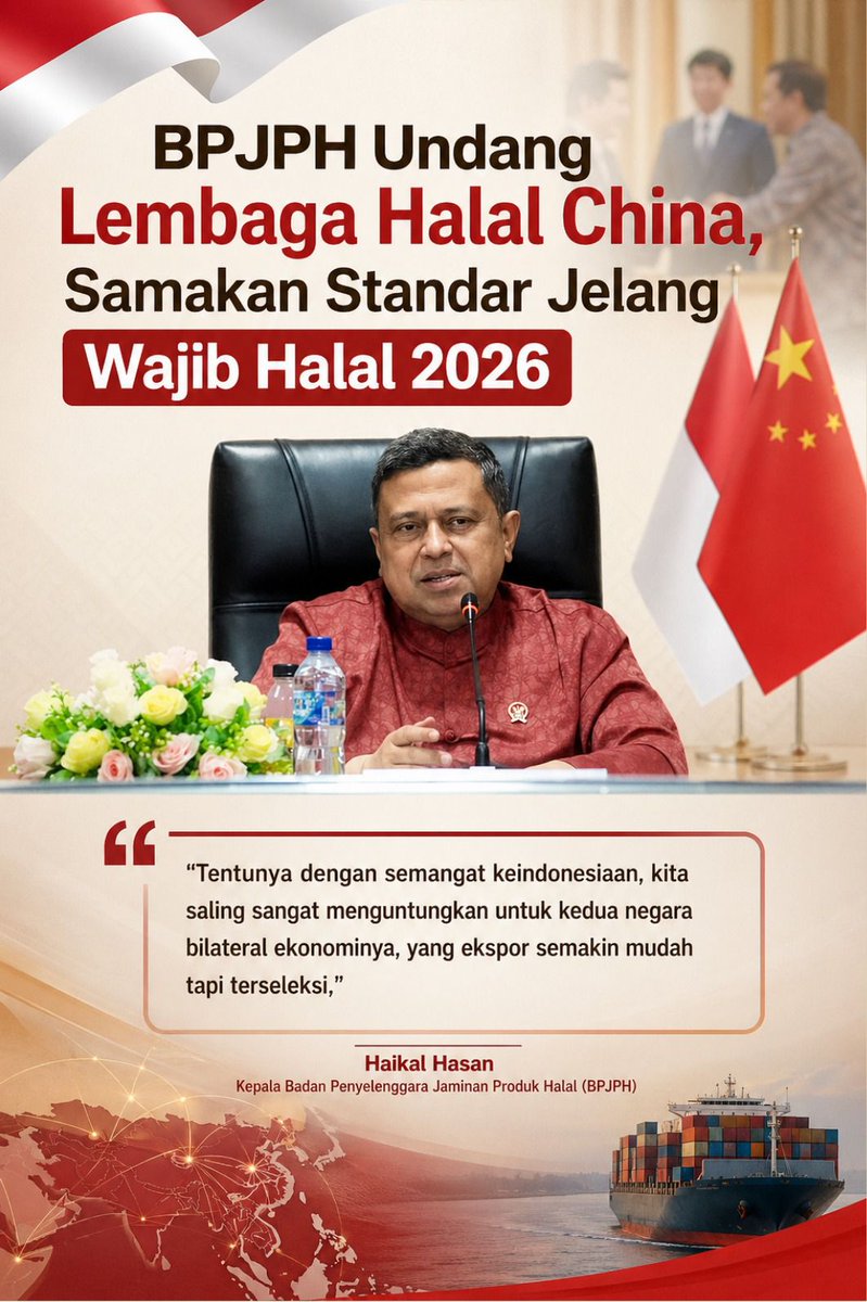 gan3000's tweet photo. BPJPH panggil seluruh LHLN china dukung kesiapan implementasi Wajib Halal Oktober 2026 https://t.co/czJOmvmKP0