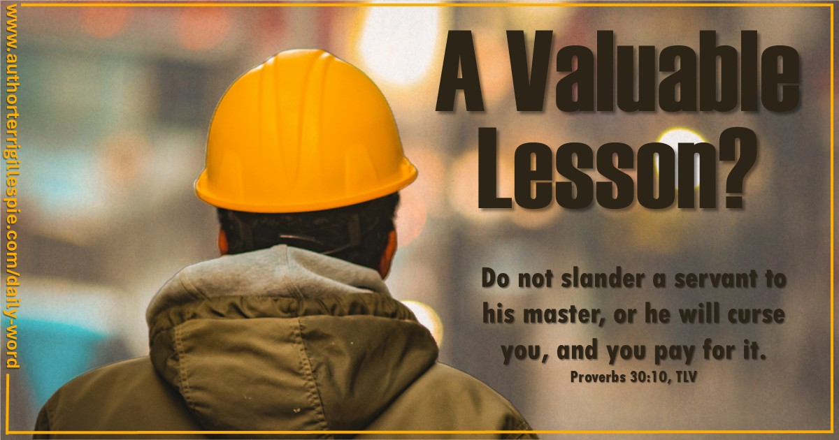 TerriG_Author's tweet image. Daily Word: A Valuable Lesson?
Proverbs 30:10 authorterrigillespie.com/daily-word-a-v…
#proverbs #wisdom #bible #dailyword #firstresponders #gratitude #medicalstaff #foodservice #transporters #prayforpeace #prayforisrael #prayforiran #prayforlebanon #psalm122 #military