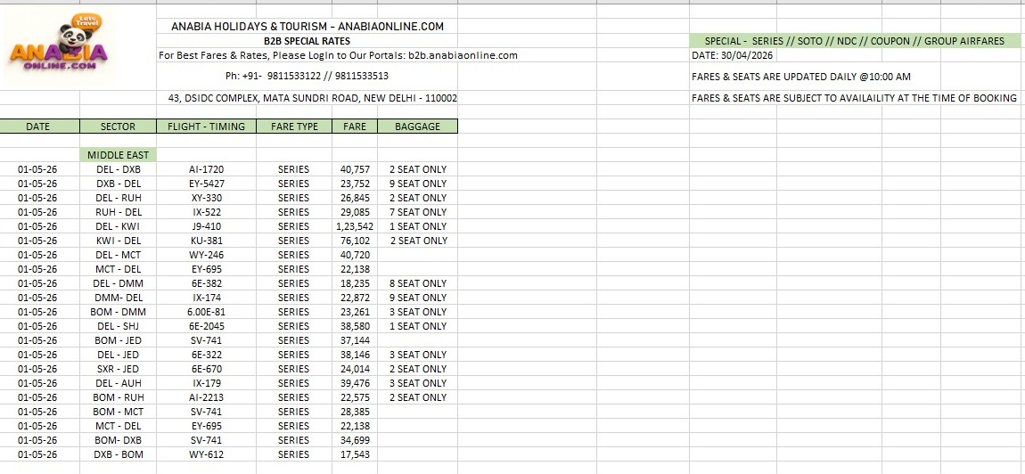 AanasBhat's tweet photo. Greetings from Anabia Holidays &amp; Tourism.

We are pleased to share our daily updated inventory featuring Special Series Umrah Groups, Middle East sectors, Europe sectors, Asia sectors, and Domestic Pan India sectors.

Our updates are designed to help you access the latest travel https://t.co/hWgM9FoeuJ
