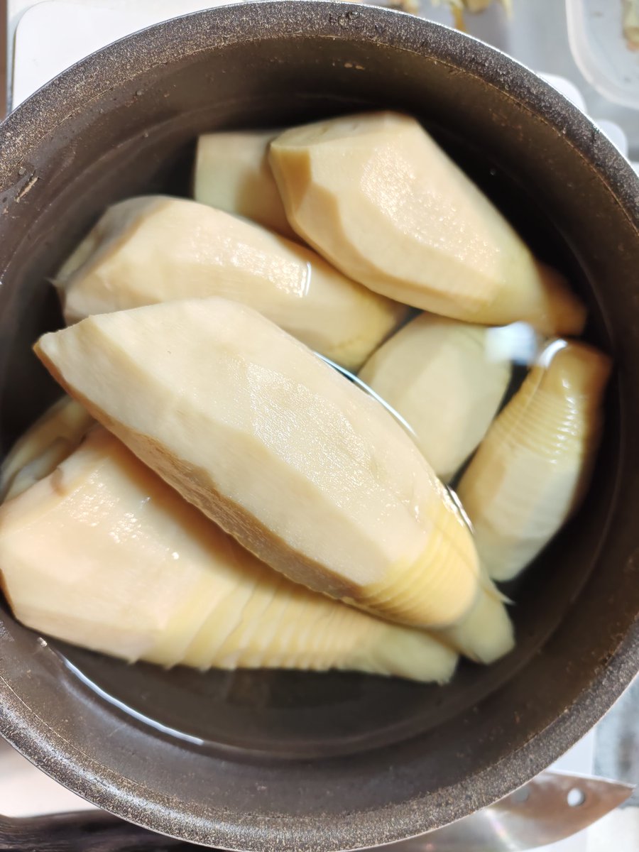 Craftsman_Nobu's tweet photo. 筍を沢山頂いたので昼間食べた崎陽軒のたけのこを大量再現してみました。思っていたより甘めの甘露煮だったなぁ🤔シウマイも勿論好きですが竹の子もメインですよねぇ😋 https://t.co/6wrSGdeZRc