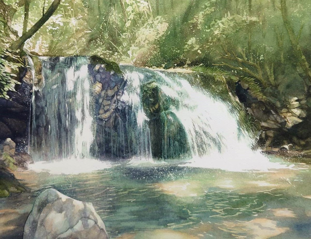 以前の絵 石 樋 の 滝・6号 Previous painting Stone Waterfall size