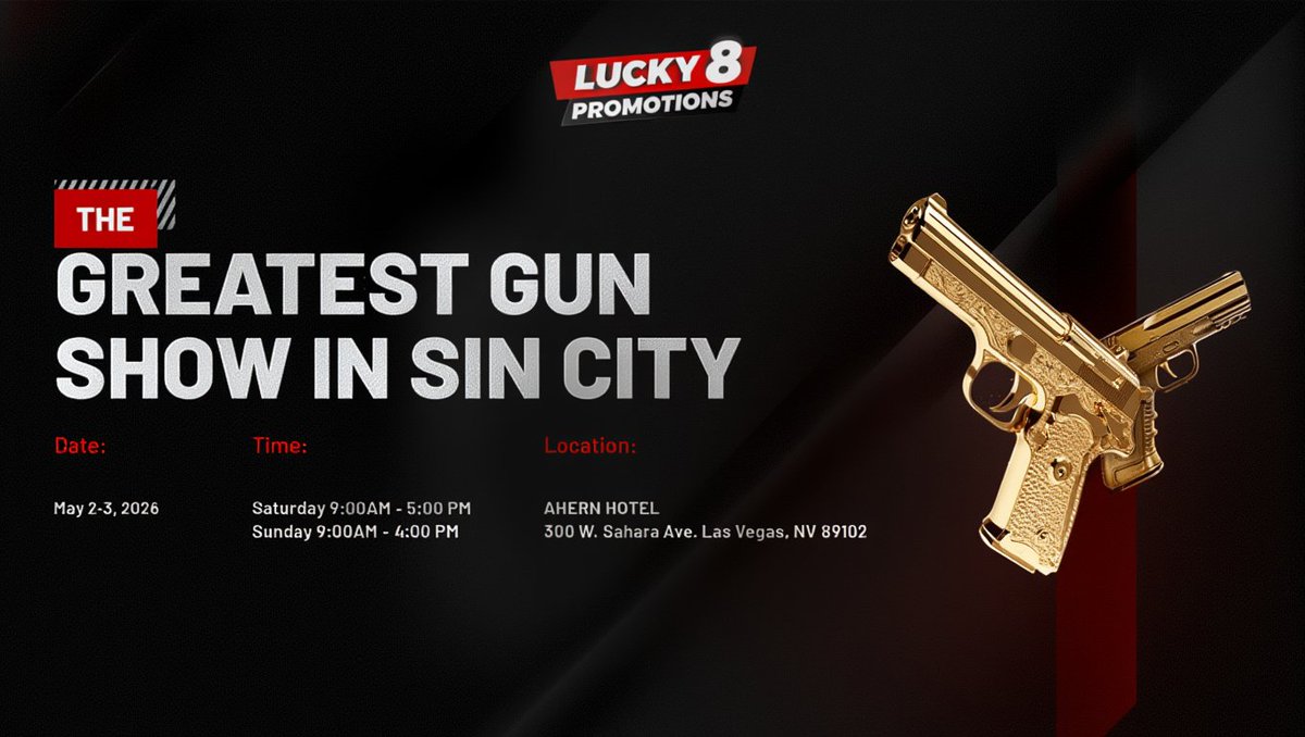 TheSafeKeeper's tweet image. The Greatest #GunShow in Sin City will be held on May 2nd–3rd, 2026, at Ahern Hotel, Las Vegas, #NV and hosted by Lucky 8 Promotions.

🔗thesafekeeper.com/blogs/news/las…

#⃣ #GunCommunity #GunCollectors #SelfDefense #GunSafety #GunOwners #firearms #weapons #2A #show #2ndAmendment #gun