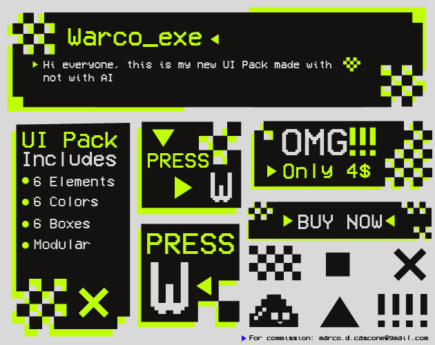 warco_jpeg's tweet image. Ehi #gamedev Check out my UI packs, available on @itchio.

link in the description.

#indiedev #UI #gameui #unity #itch #cyberpunk #horrorgame #cyberpunkgame
