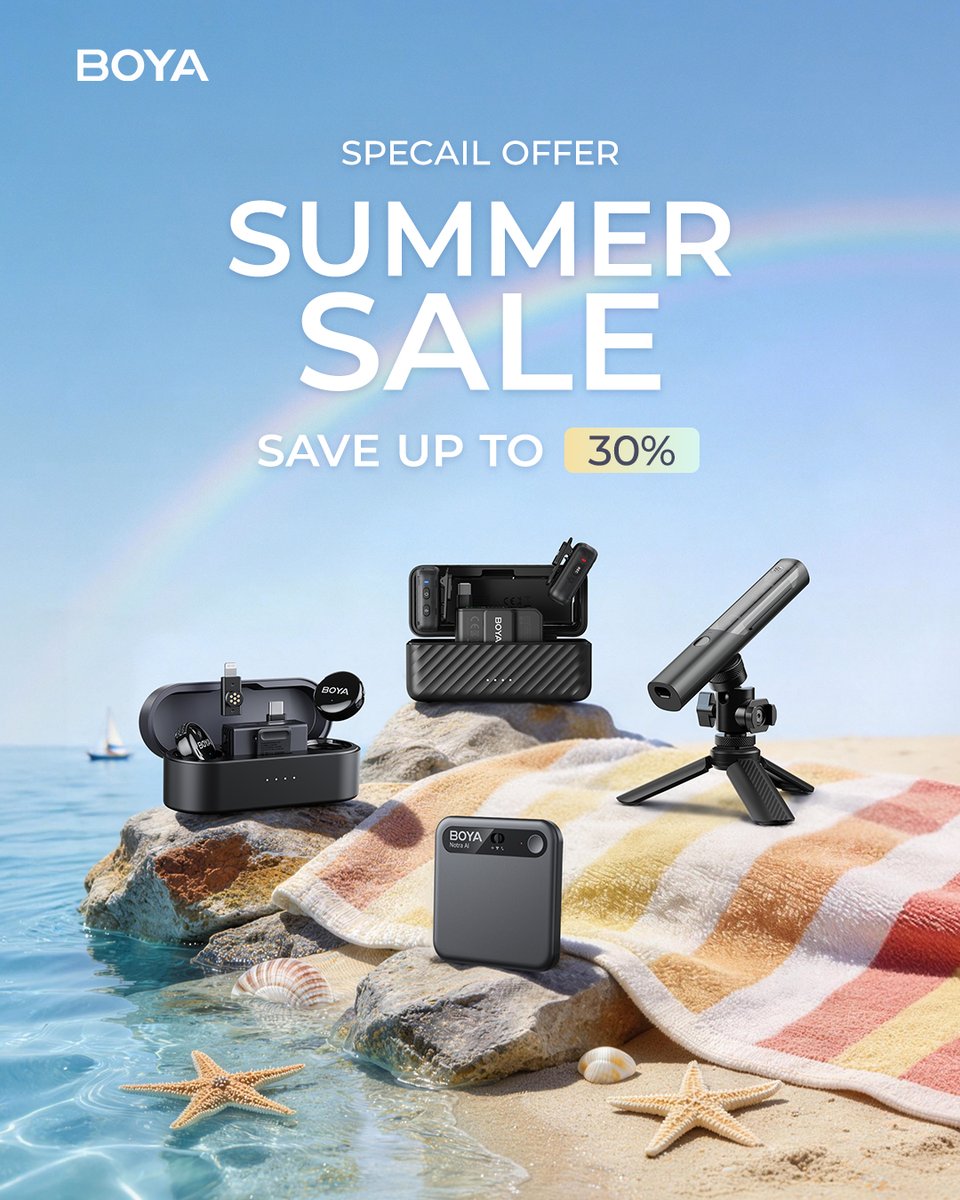 boyaaudioglobal's tweet photo. BOYA Summer Sale is ON!
From now until May 7 — shop now via link in bio.
Save up to 30% on your favorite BOYA gear. https://t.co/thWNPNDfQf