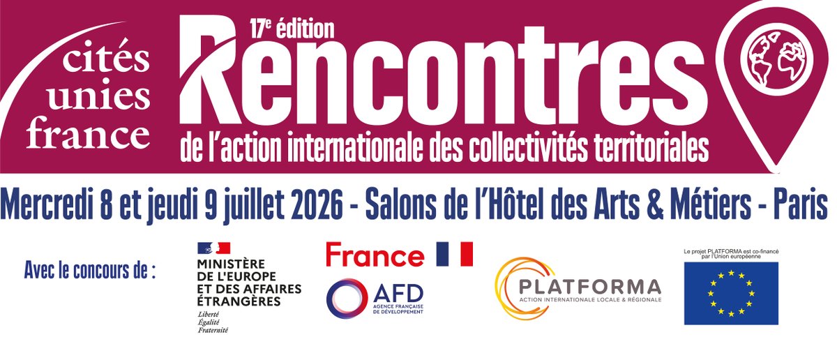 CitesUniesFR's tweet photo. Les inscriptions aux #RencontresAICT2026 sont ouvertes!
📅 8-9 juillet 2026 à Paris
🌍 Élus, experts &amp; acteurs publics échangent autour du thème: « Les collectivités territoriales dans le nouvel ordre mondial »
👉 Inscription sur le site de @CitesUniesFR : https://t.co/lyg8LptVkI https://t.co/6P8LVU1gTl