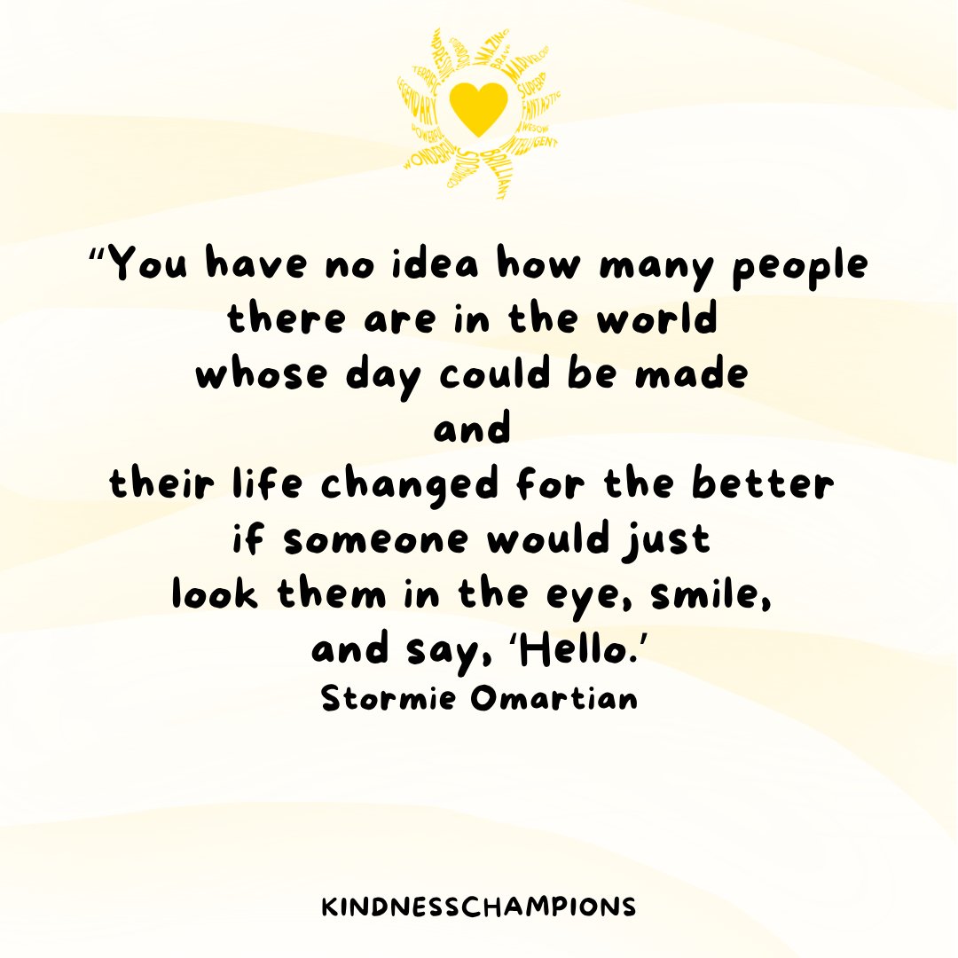 KindnessChamps's tweet image. Kindness Champion look people in the eye, smile, and say hello🥰
We Love You❤️
#StrongerTogether💪🏼💪🏻💪🏽💪🏿💪🏾
#Ubuntu🌻
#lookpeopleintheeyesmileandsayhello🌟
#StormieOmartian✨