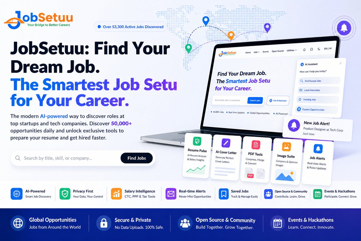 SarnitInfotech's tweet image. 🚀 Job search is changing.
Meet JobSetuu
• 50,000+ opportunities
• Real-time jobs
• AI-powered discovery
• Smart career tools
Less searching. More finding.
📖 Read:
 sarnitinfotech.com/rt-portfolios/…
#JobSetuu #AI #JobSearch