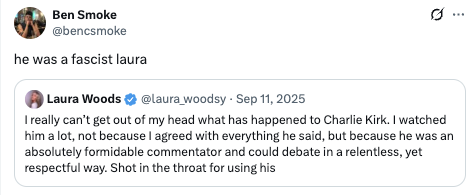 DespoticInroad's tweet photo. Thing is, for all my support for expanding public ownership, industrial strategy, investment-led growth, trade union power etc. etc., I can just no longer bring myself to be part of a Corbynite/Green Party moral universe where a significant chunk of your cohort (not all, but more than a tiny, insignificant few) actually genuinely believe:

Mentally ill people shooting a Rightwing politician or commentator to death = GOOD✅

Police kicking a knife-wielding antisemitic terrorist in an attempt to incapacitate them = BAD🛑