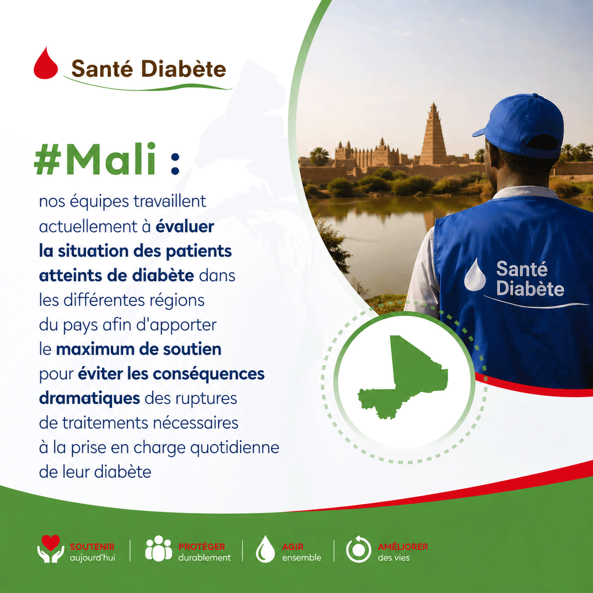 ONGSantDiabte's tweet image. #Mali : nous poursuivons notre plein engagement au côté des patients et de leurs familles 
#sante #diabete #NCDs