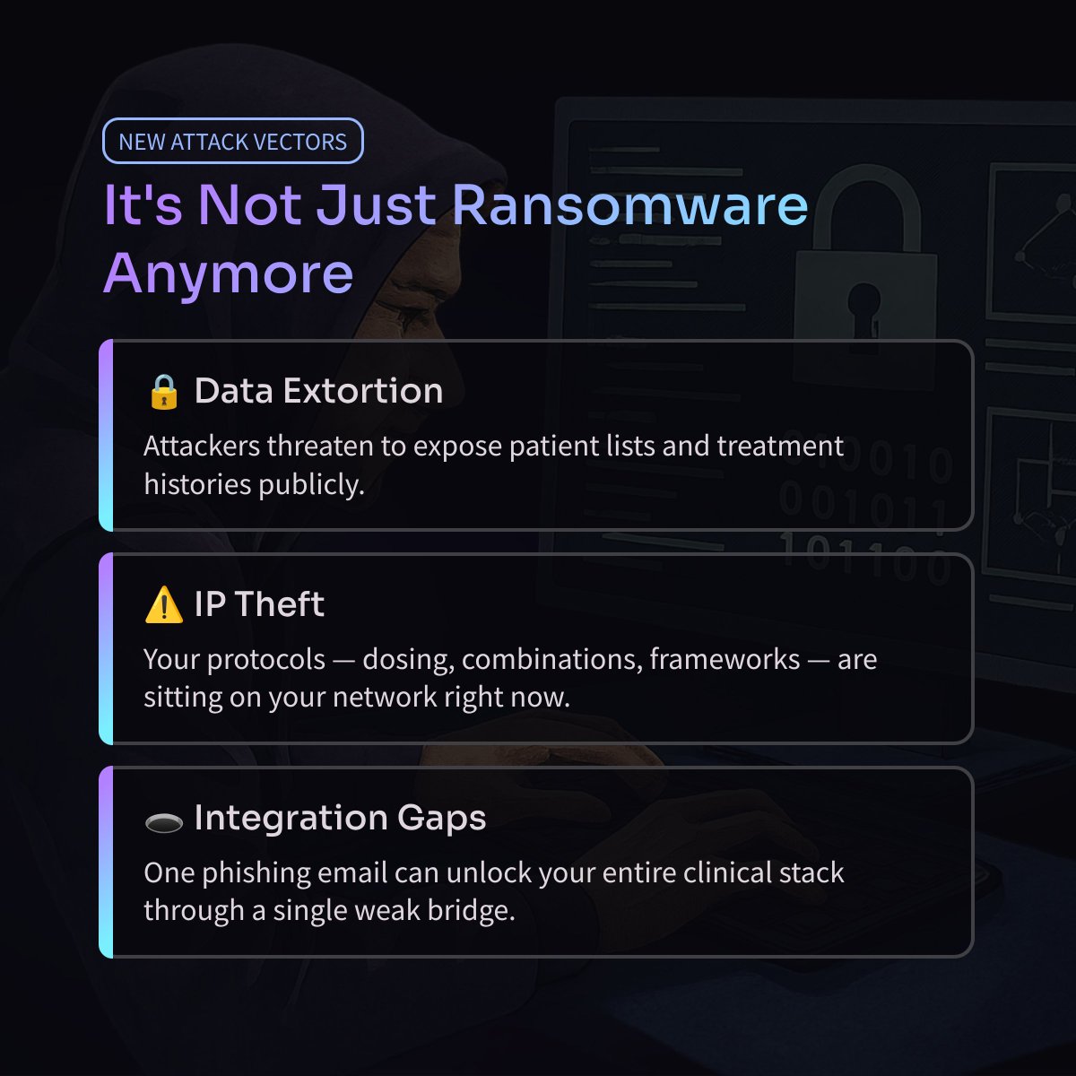 techveraIT's tweet image. Regenerative medicine is in a gold rush, but rapid growth is attracting bad actors. If you’re scaling fast, your security can’t be an afterthought. Techvera CEO @billtyndall79 explains. techvera.com/resources/blog…

#HealthTech #RegenerativeMedicine #CyberSecurity #Techvera