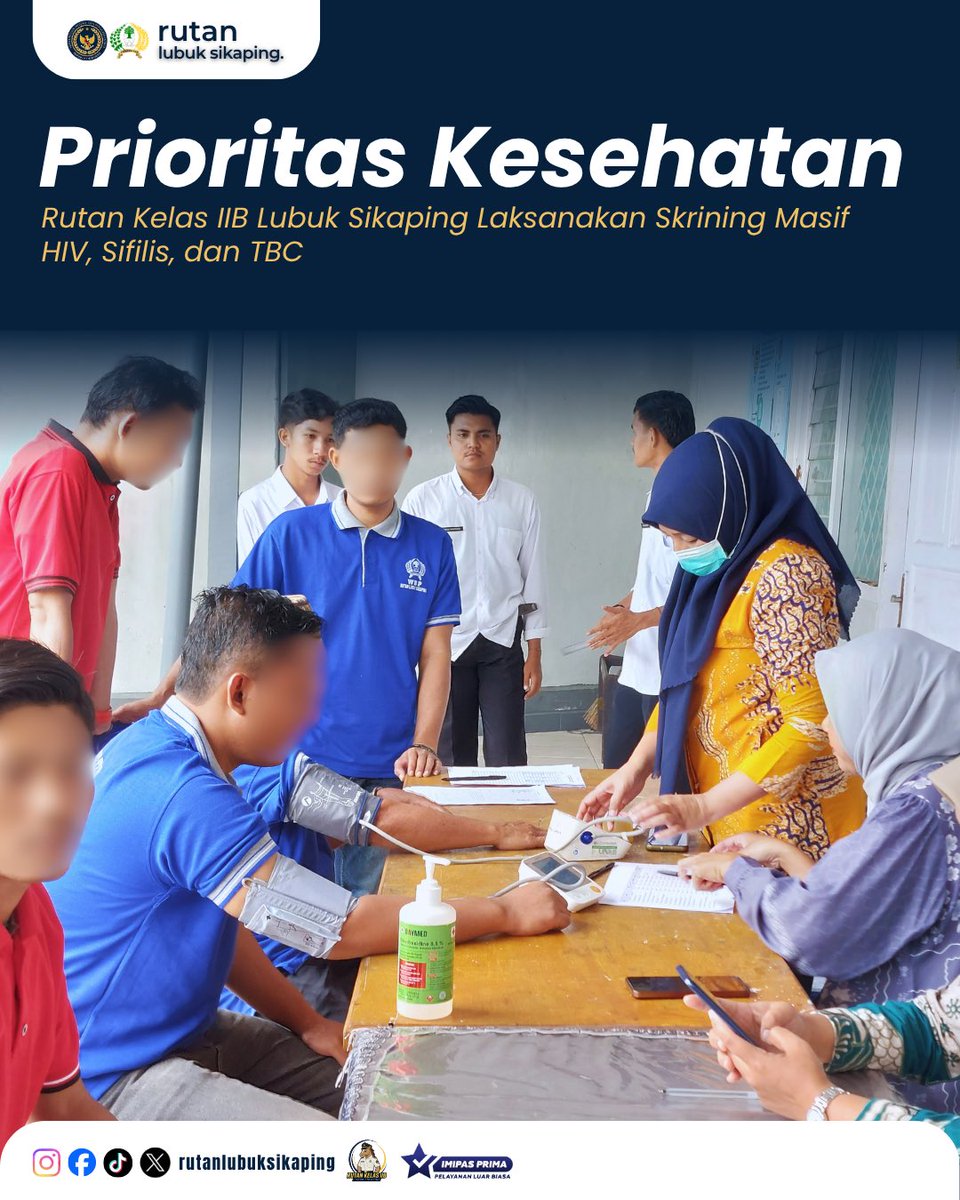 rutanlusika's tweet image. Prioritas Kesehatan: Rutan Kelas IIB Lubuk Sikaping Laksanakan Skrining Masif HIV, Sifilis, dan TBC

#imipasprima #kemenimipas #guardandguide #infoimipas #pemasyarakatan