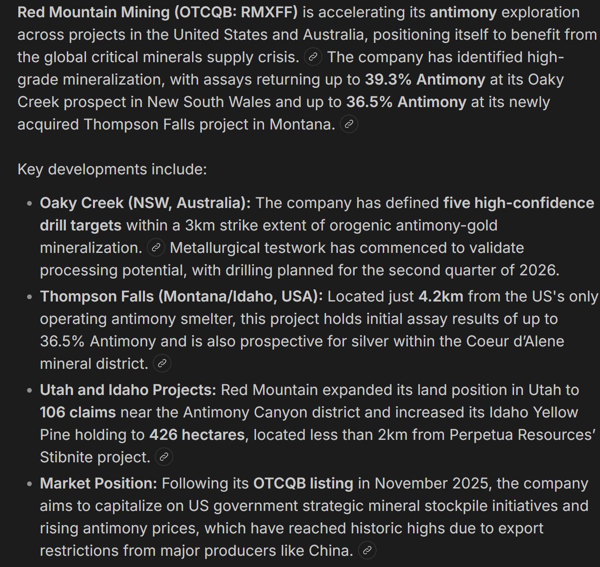 Crypto_Pocketz's tweet photo. My 2 Favorite #Antimony plays
1. $RLMLF under .06  (Barons .75 target)
2. $RMXFF under .02

Both share some Geology near #Stibnite $PPTA https://t.co/uW4ola6g1H