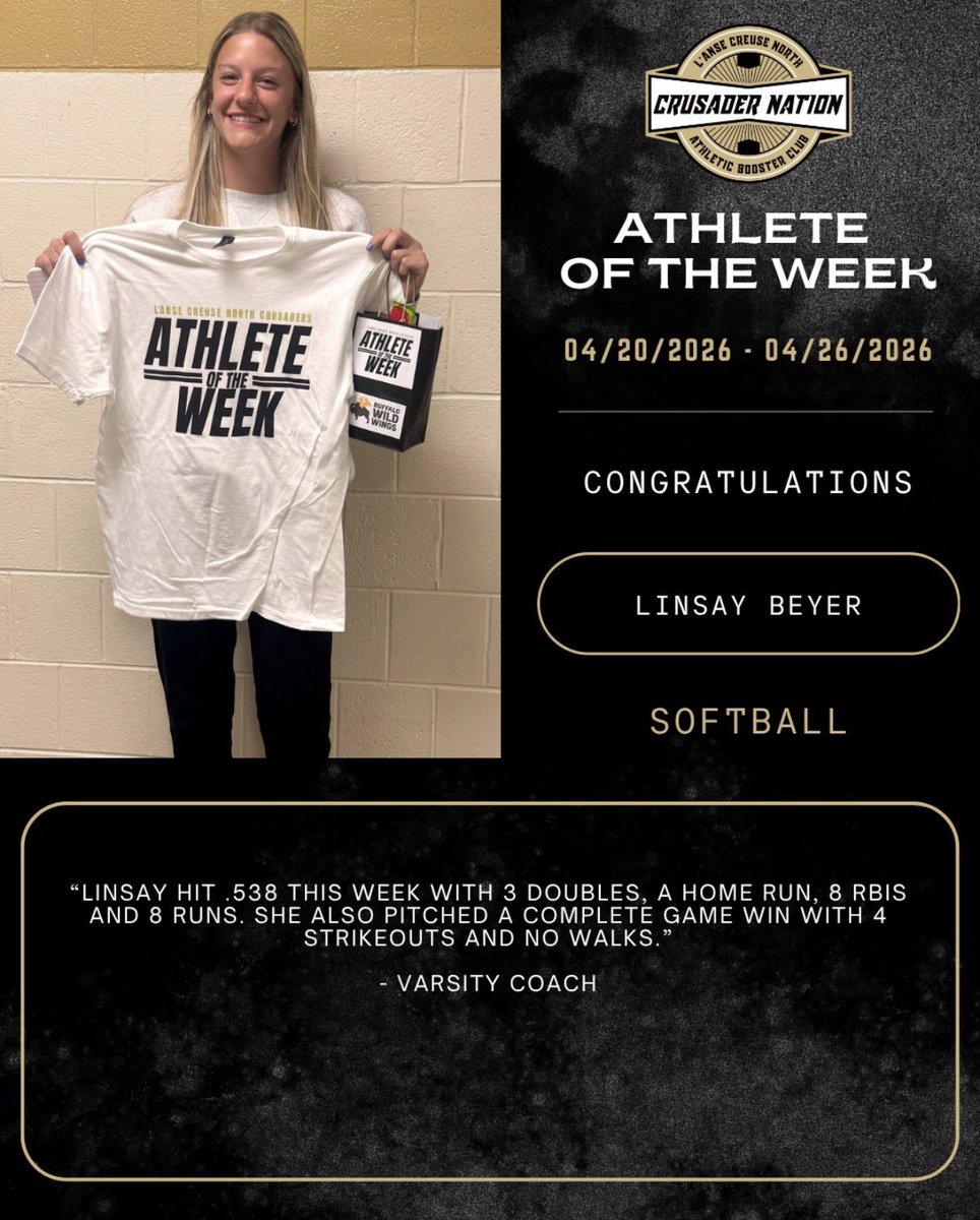 FCMI_Lane08's tweet photo. Congratulations to @linsayb42 on winning Athlete of the Week for @LCN_softball. 🧨🥎 https://t.co/h5rUCVZnRy