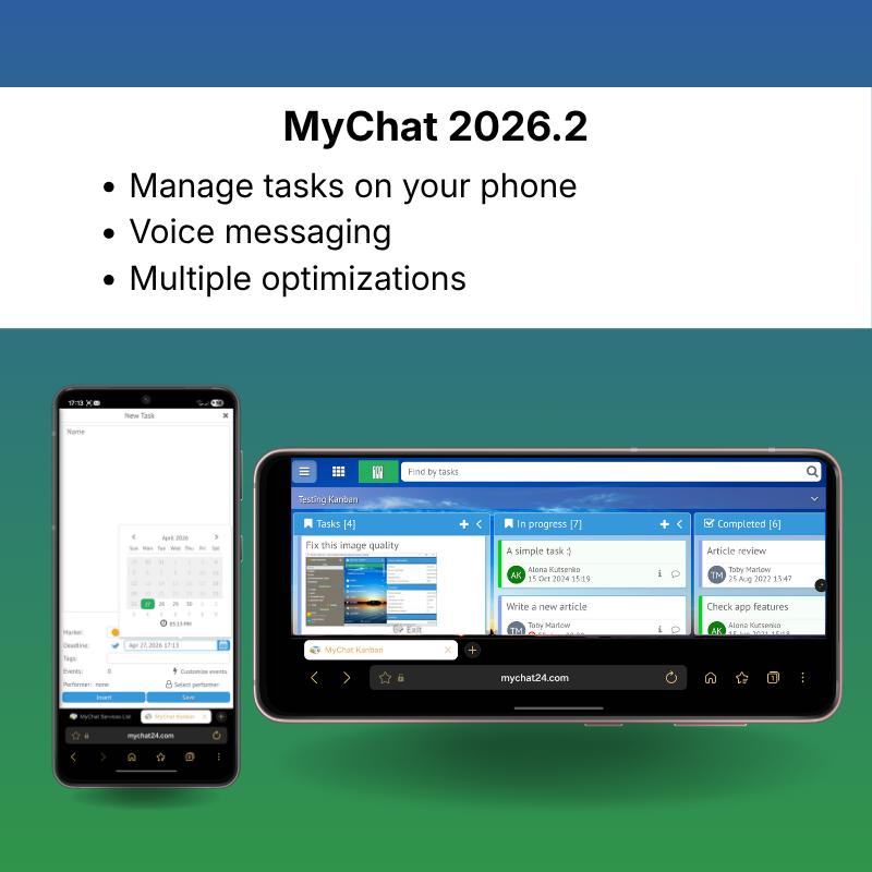 NSS_MyChat's tweet photo. MyChat 2026.2 received mobile optimization for Kanban project management; voice messages for macOS, Linux, WEB, and an alternative client; improved calls on Windows application, and more.
Official release article: https://t.co/WNxQTjz8v3 https://t.co/SfroeZHZrN