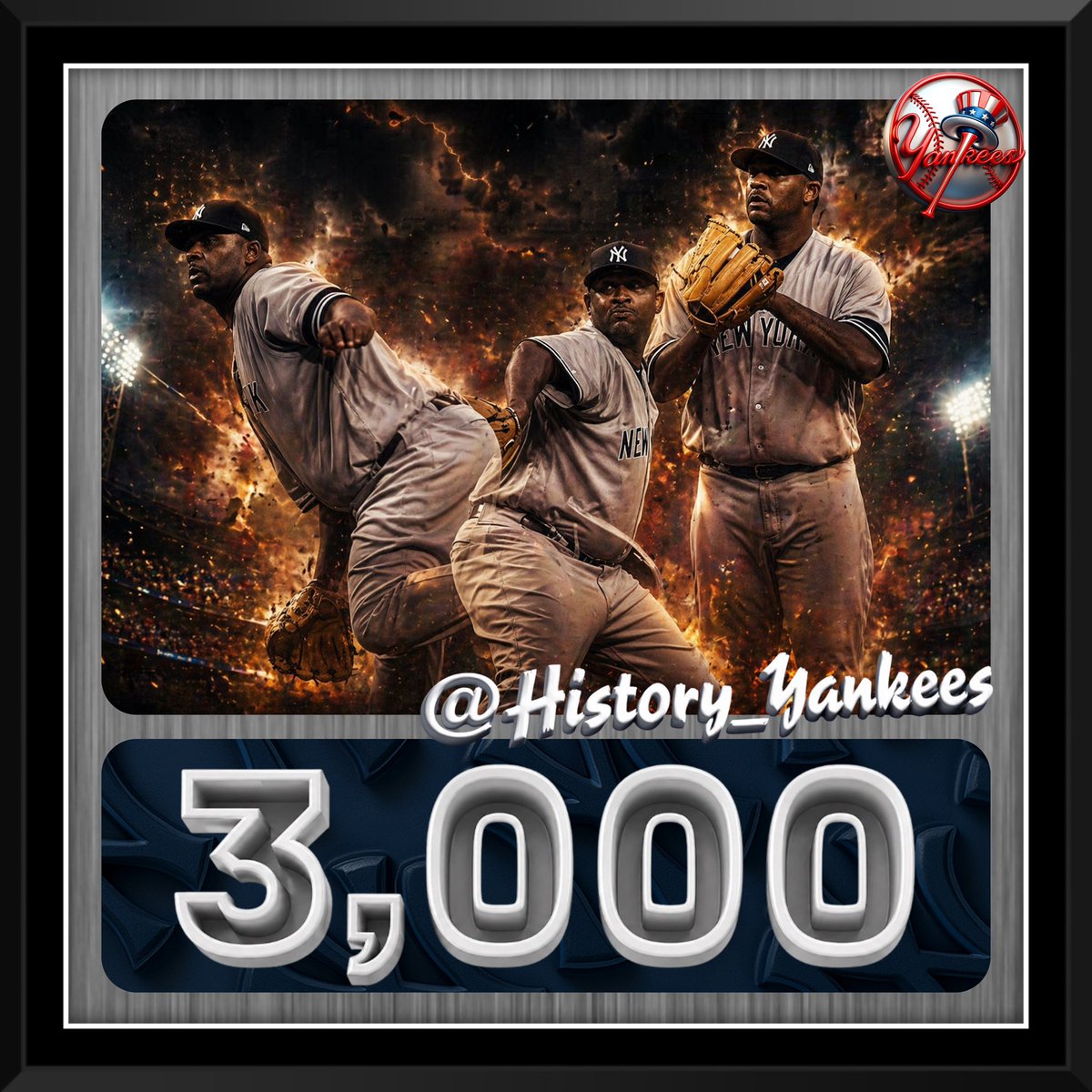 History_Yankees's tweet photo. OTD in 2019, At Chase Field, New York @Yankees Pitcher @CC_Sabathia strikes out Arizona Diamondbacks catcher John Ryan Murphy and becomes the 1️⃣7️⃣th pitcher in @MLB History to have 3️⃣,0️⃣0️⃣0️⃣ STRIKEOUTS.  

Congratulations To The Dub. 

#YankeesHistory #CCSabathia #Yankees #RepBX #ChaseFor28 #PinstripePride #NYY #MLB #BronxBombers #NYYankees #Bombers #EvilEmpire #NextManUp #YankeeStadium #NewYorkYankees #TheDub