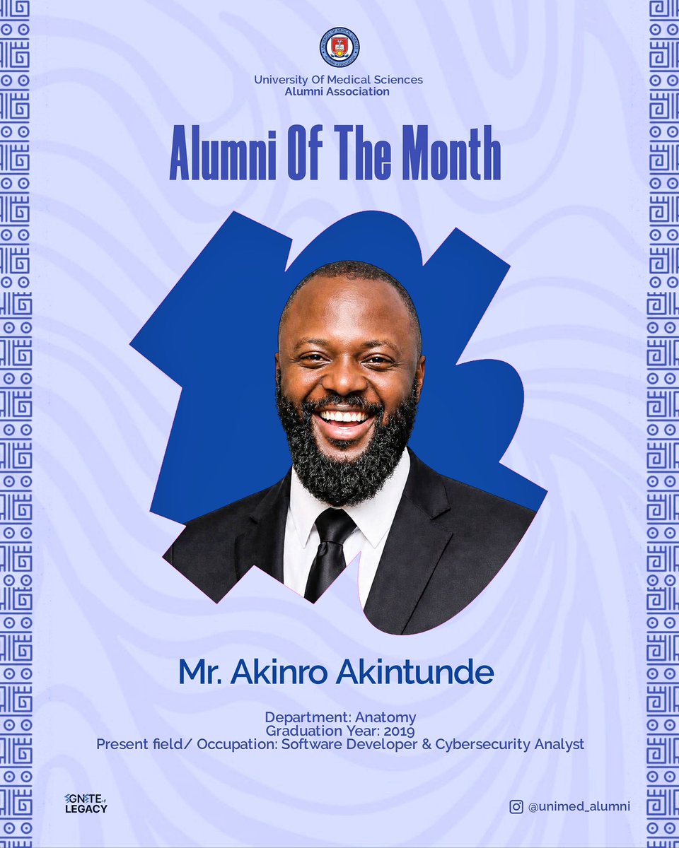This month, we proudly spotlight Mr. Akinro Akintunde, a 2019 Anatomy graduate whose transition from health sciences into technology, education and entrepreneurship has been truly inspiring.