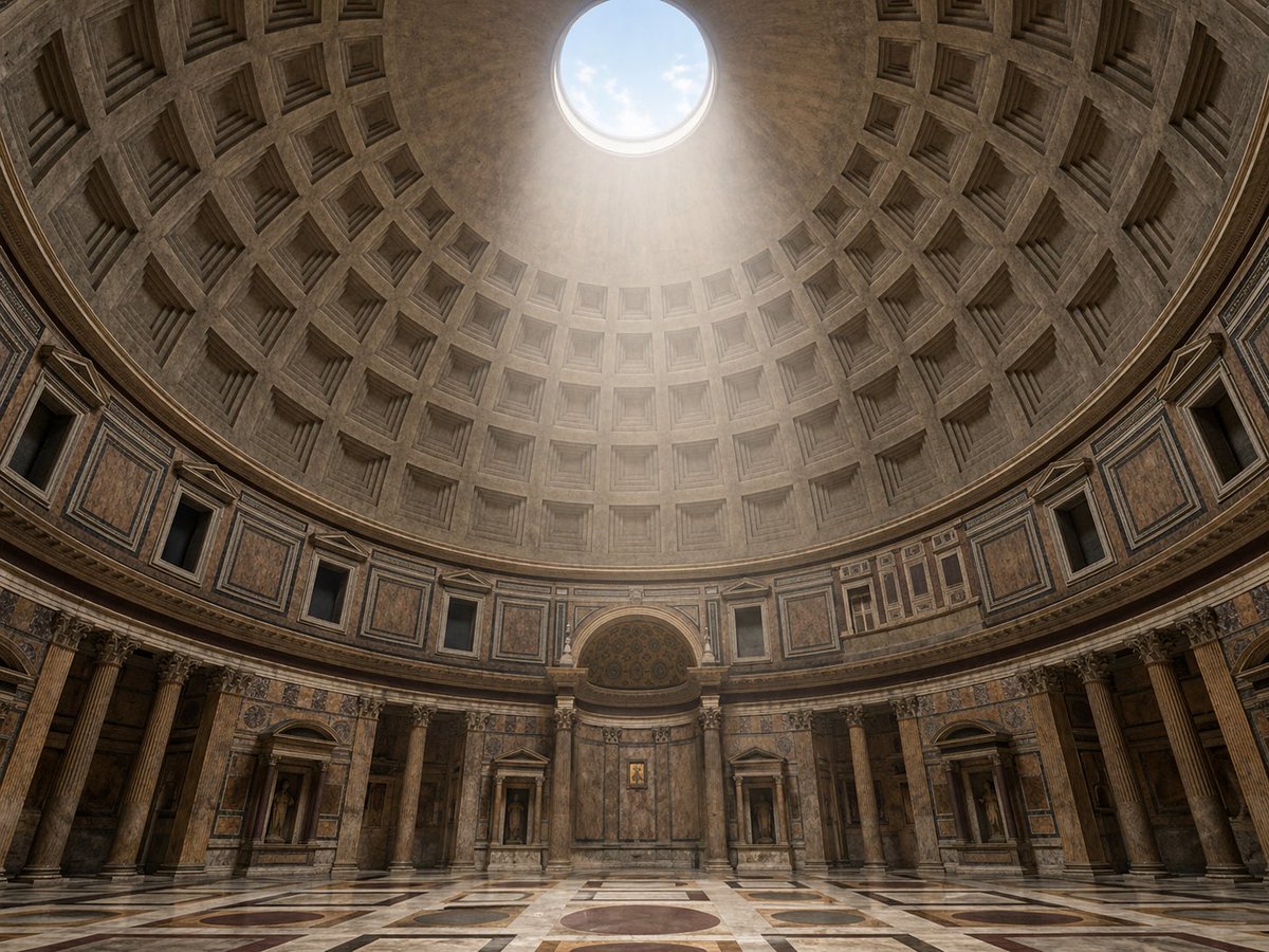 tablaGermany's tweet image. #Pantheon #Oculus #RomanArchitecture #ArchitecturalWonder #SacredGeometry
The Oculus of the Pantheon, Rome (CGI, 2026)