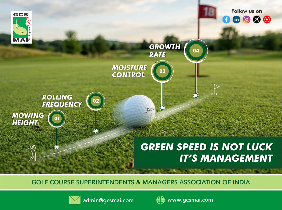 GcsMai's tweet photo. Green speed isn’t luck 🎯 It’s mowing, rolling, moisture and growth management ⛳

#Greensuperintendent #GolfIndia #Turftalks #Behindthegreens #GCSMAIImpact #PuttingGreens #GolfCourseScience #TurfManagement https://t.co/csaYZ0aAW5