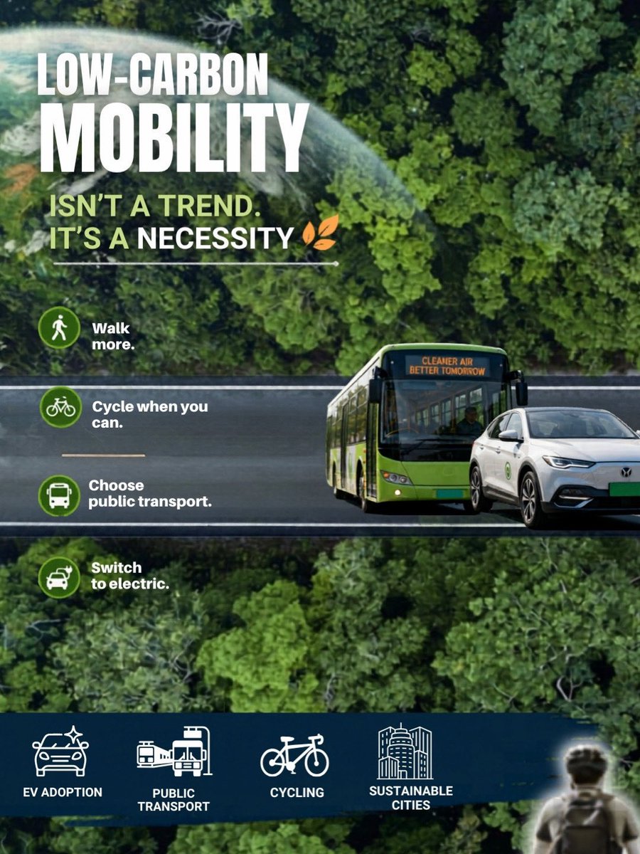 The way we move matters 🚆

Low-carbon mobility means less pollution, cleaner air, and smarter cities.

Choose better rides.
Create a cleaner future. 🌿

#LowCarbonMobility #SustainableCities