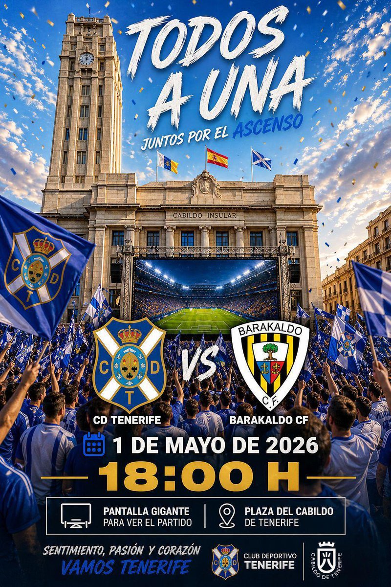 mdaswani's tweet photo. 💙🤍 La pantalla estará operativa desde las 16:15 con la programación de @RTVCEs

📻 @radioclubSER en antena a las 12:00

🔗 La organización contacta con los grupos que han hecho canciones míticas del @CDTOficial para que actúen en la fiesta (habrá DJ en caso de ascenso) https://t.co/aEy37GqdoF