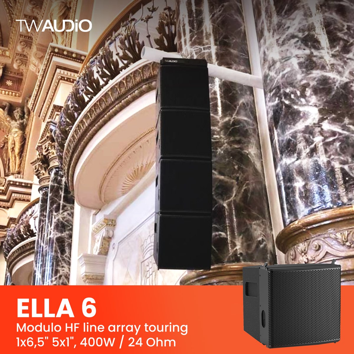 LeadingTechnolo's tweet image. ELLA 6: line array a colonna compatto, preciso e altamente controllato.🟠

🔶Copertura uniforme e intelligibilità elevata;
🔶Dispersione precisa, meno riflessioni;
🔶Ideale per installazioni fisse di alto livello.

Scopri di più👉shorturl.at/NYzTB

#TWAUDIO #ELLA6 #ProAudio