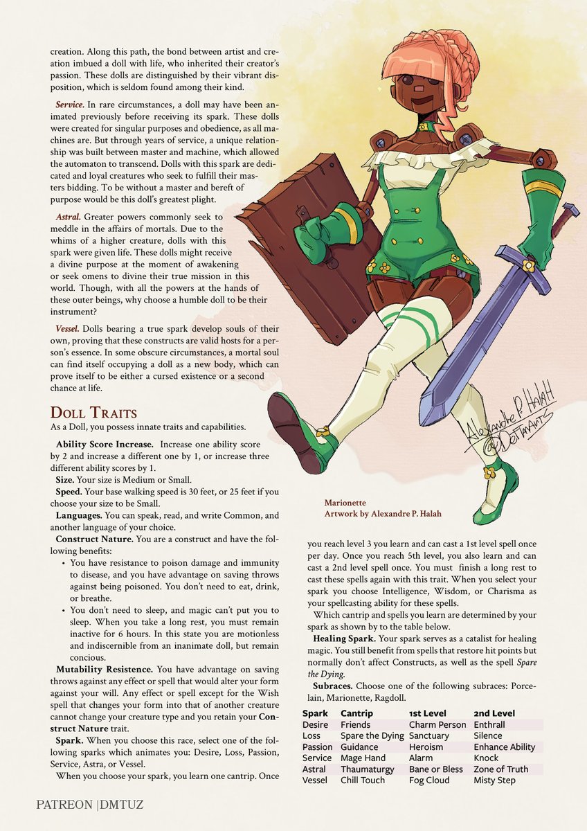 dm_tuz's tweet image. The Dolls make a return, no strings attached! Play a Doll and learn what it means to be thrust into a world burdened with the freedom of choice!

Follow for regular Monster Girl/TTRPG Content! 

#monstergirl #MonsterGirls #DnD #dnd5e #dungeonsanddragons