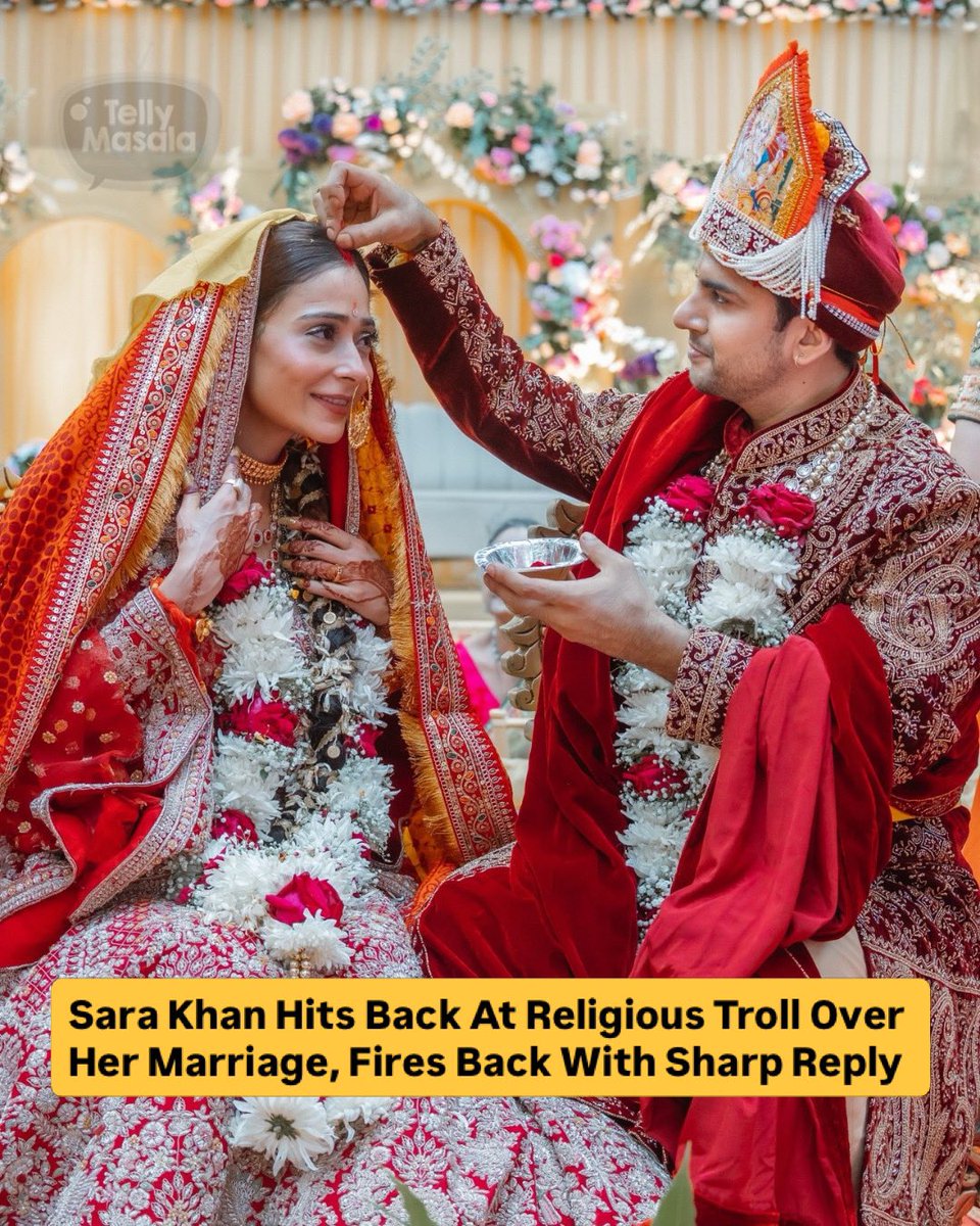 tellymasala's tweet image. Sara Khan slammed a hateful message questioning her marriage, calling out the negativity on social media. Sharing the screenshot, she responded strongly and refused to tolerate such comments.

#SaraKhan #StopHate #SocialMediaTrolls #Respect #tellymasala