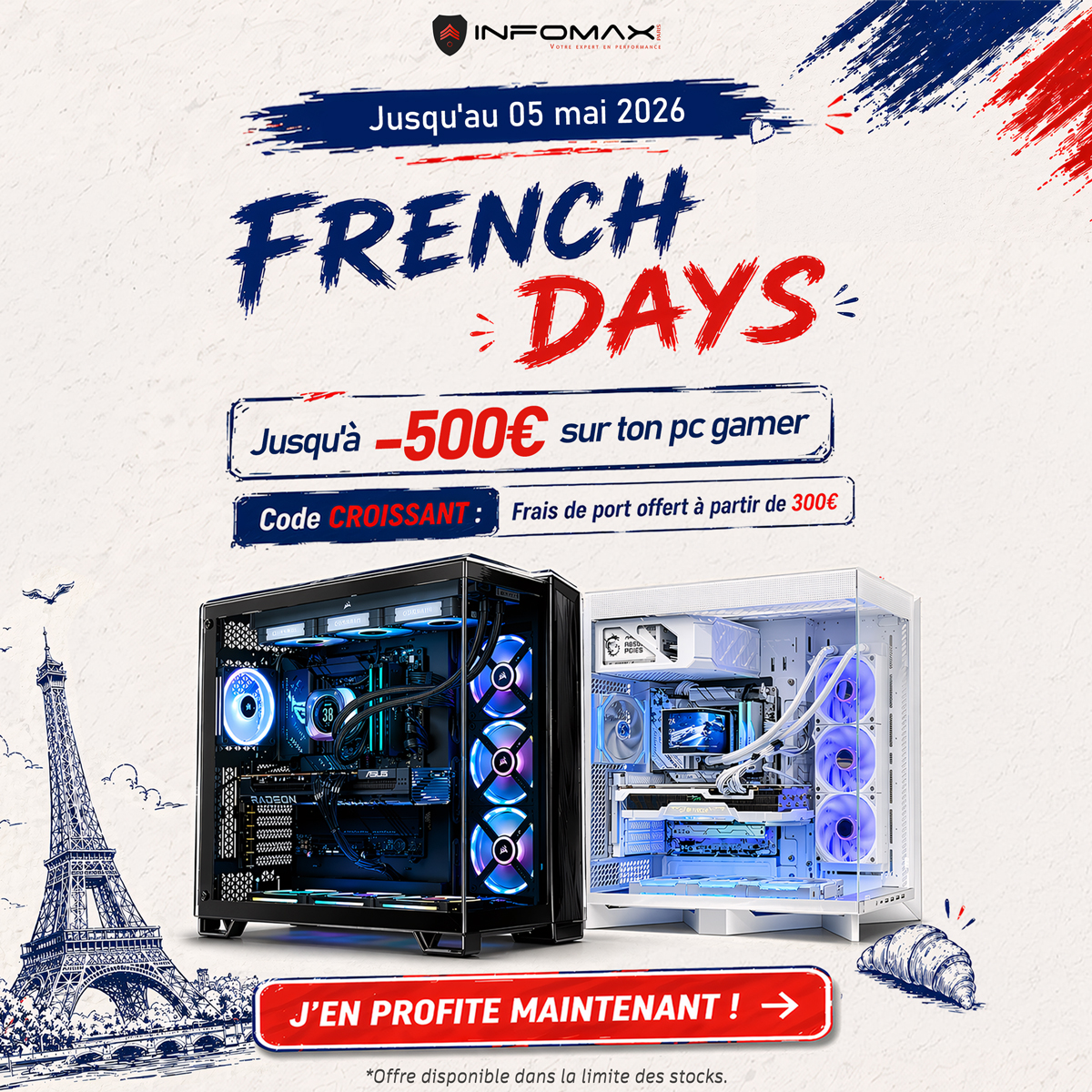 Infomax_Paris's tweet image. Et si tu optais pour ce PC FIGHTER en promotion pour les French Days ?

👉 INTEL Core i5-14400F
👉 NVIDIA Geforce RTX 5060 Ti 8GB

Tu saisis l'offre : cutt.ly/otLL71Eo

#FrenchDays #Promotions #PCGAMER