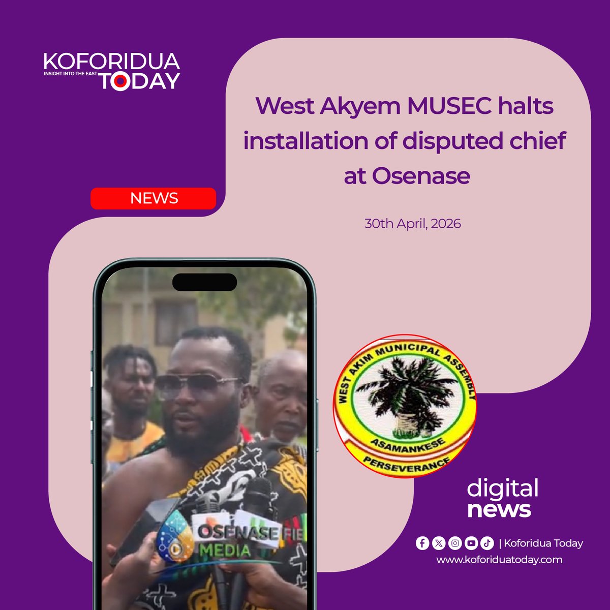 koforidua2day's tweet image. West Akyem MUSEC halts installation of disputed chief at Osenase

koforiduatoday.com

#Koforiduatoday #easternregion #Newsupdate #Ghana #chieftancy