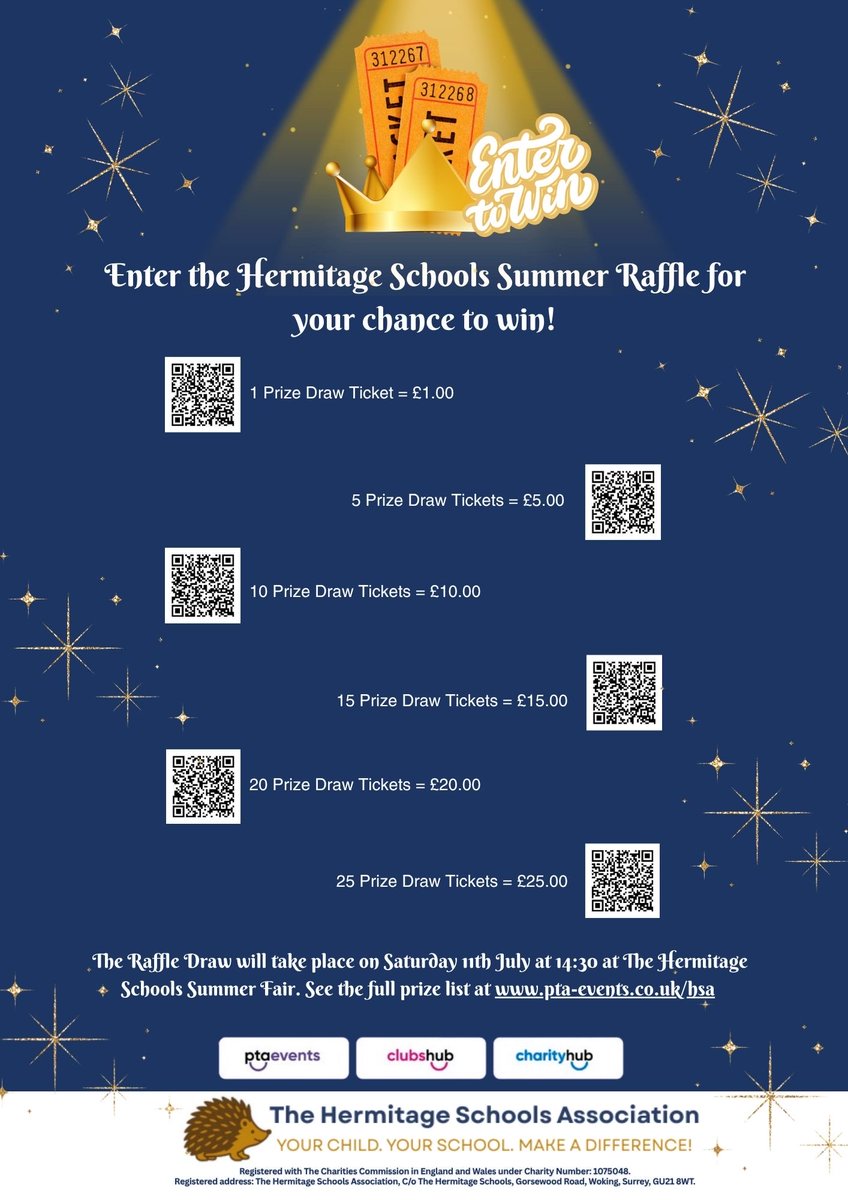 TheHermitage's tweet photo. 🫅 Roll up roll up get your tickets here for the hottest ticket in town! 👑 come and join us at this years PTA Kings and Queens summer fair. Follow the QR codes below for admission and raffle tickets. https://t.co/YsVAf3L3hH