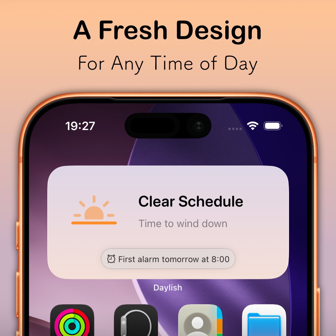 DaylishApp's tweet image. Big widget update for Daylish just shipped 🚀 New features, fixes, and design polish, so you can see your day at a glance on your Home or Lock Screen. Thanks for the feedback that shaped this one 🙏 

Please LMK what you think 🤓

#iOS #homescreen #widgets