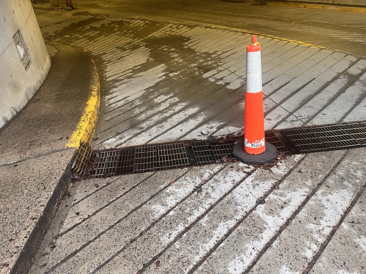 ParkerRules's tweet photo. @ottawacity seems like any junior staffer could have this great welded in about a day. This is going on a year at your City Hall parking garage. Hope I don’t pop a tire. https://t.co/B1sKxW8iB2