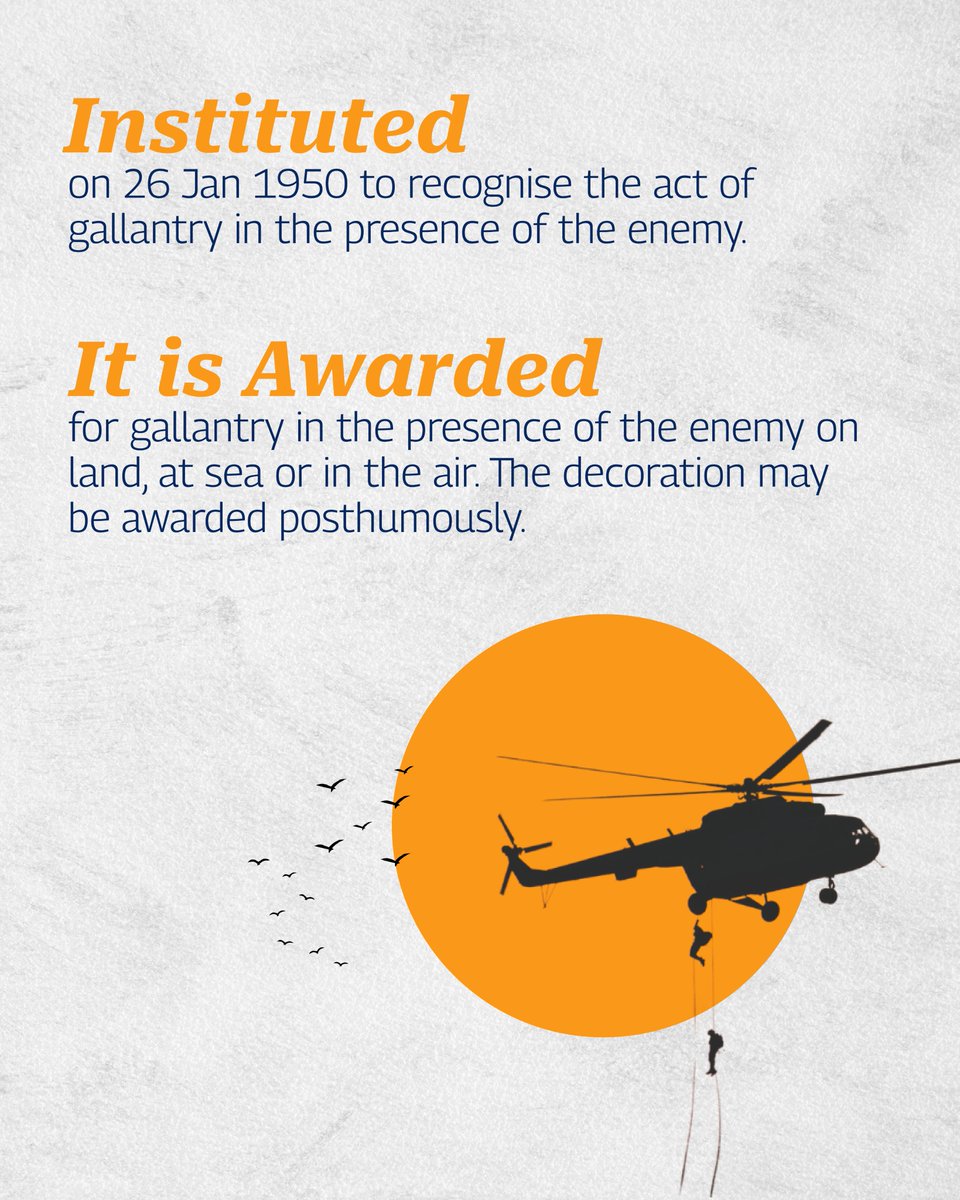 CareerinIAF's tweet image. Valour recognised. Legacy preserved. Since 1950, the Maha Vir Chakra has honoured extraordinary wartime courage across land, sea, and air.

#DISHA #IAF #MahaVirChakra #Gallantry
@IAF_MCC @CAC_CPRO @hqwaciaf @EAC_IAF @SWAC_IAF @MC_IAF @tracomiaf