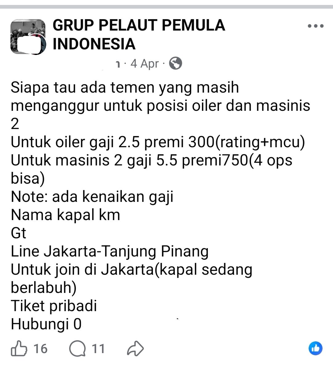 nasidaruratJogj's tweet photo. Pelaut.

sertifikatnya banyak + mahal, tp di Indonesia, banyak Pelaut (khususnya Rating) yang gaji pokok under 3 juta.

bahkan Perwira, yg sekolah &amp; sertifikatnya lebih mahal, juga ada yg gajinya dibawah upah DKI https://t.co/jlQYAyFTNJ