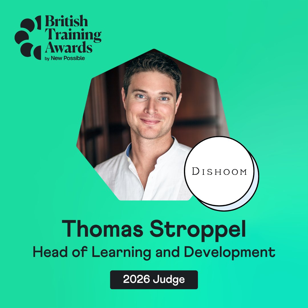 BritTrainAwards's tweet image. We're very excited to welcome Thomas Stroppel, Head of Learning and Development at @Dishoom to the British Training Awards 2026 all-star Judging panel! ✨ It's simple to take part and there's no cost to enter, click here to get started 👉 newpossible.io/british-traini… #Training #Awards