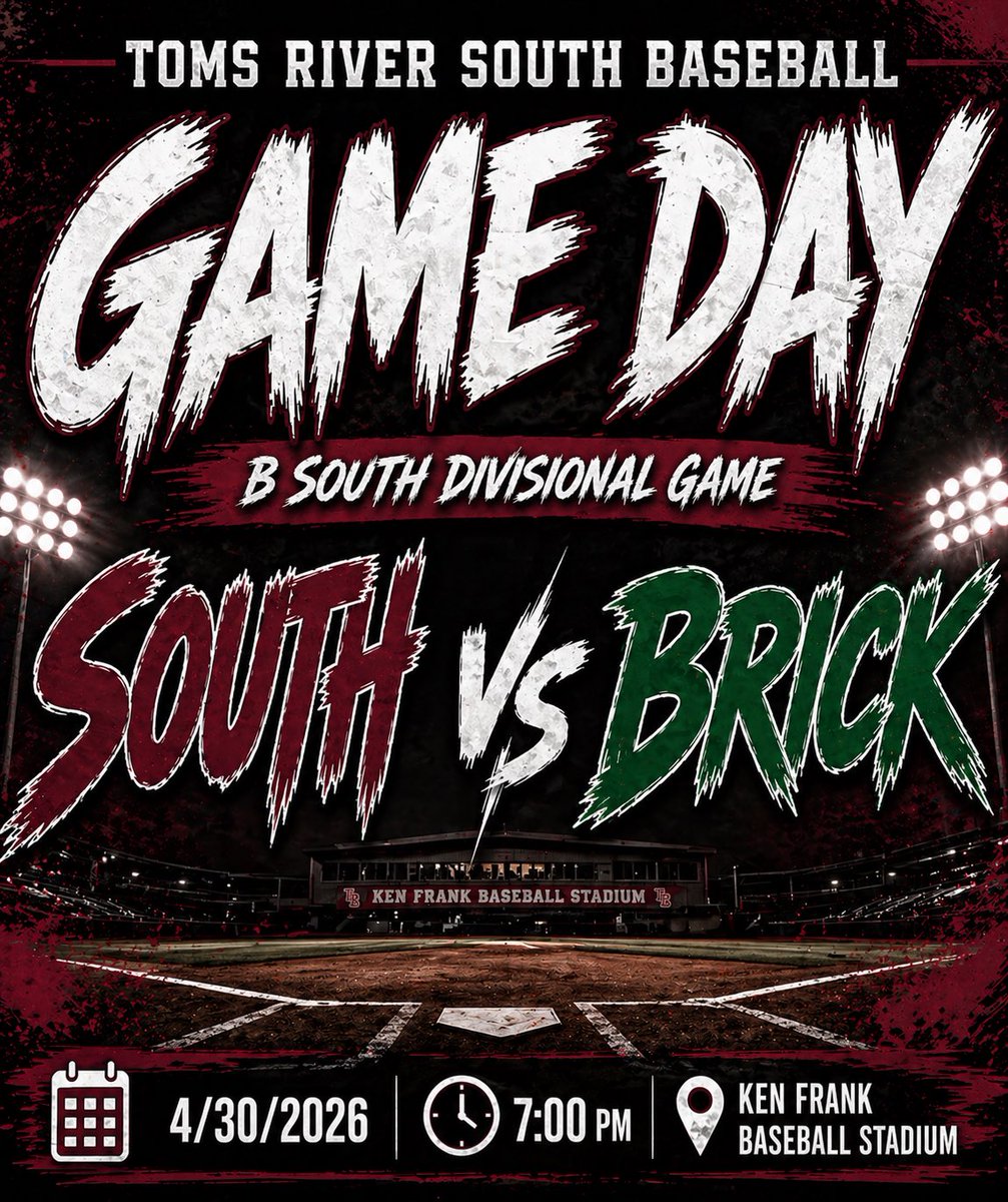 TRS_Baseball's tweet photo. GAME DAY โพ๏ธโ๏ธ
SOUTH vs BRICK
๐ Brick Dragons
โฐ 7:00pm
๐ Ken Frank Baseball Stadium
#southbaseball #hittingindians
@JimRank10 @JSSInsider @Matt_Manley https://t.co/AvPs7Xrhjg