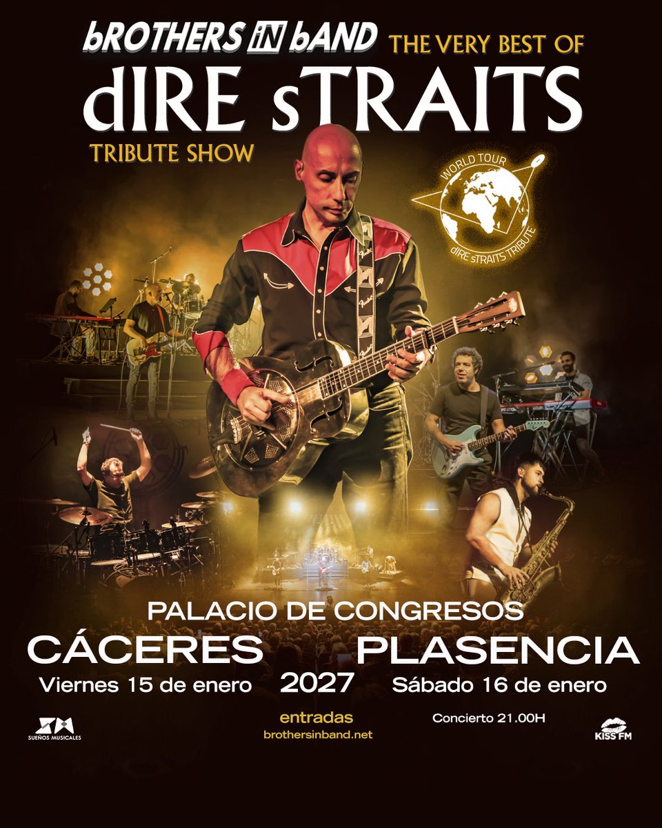 bROTHERSiNbAND2's tweet image. 💥 #Extremadura 2027

#Cáceres 16 Enero
#Plasencia 17 Enero 

Confirmamos 2 nuevas fechas en tierras extremeñas para celebrar la música de dIRE sTRAITS!

🎟️ Entradas en brothersinband.net 

#direstraits #direstraitstribute #brothersinband #markknopfler 

⚡️ @DireStraits77