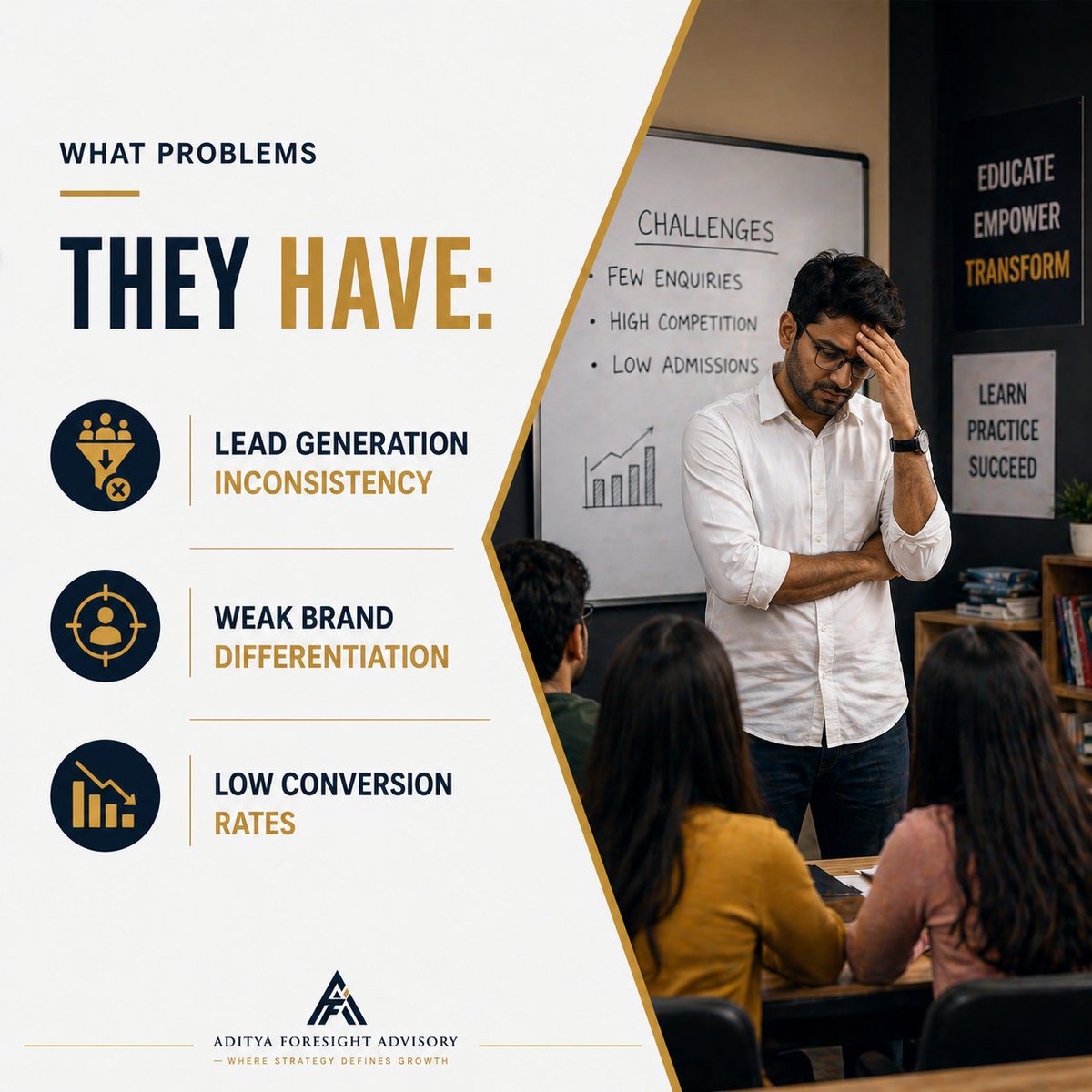 adityaforesight's tweet image. 5. Education &amp;amp; Skill Development 
•Coaching institutes
•Ed-tech startups
•Skill-based platforms

#BusinessStrategy #GrowthStrategy #Entrepreneurship #Consulting #Leadership #AdityaForesightAdvisory #AdityaSameerMane