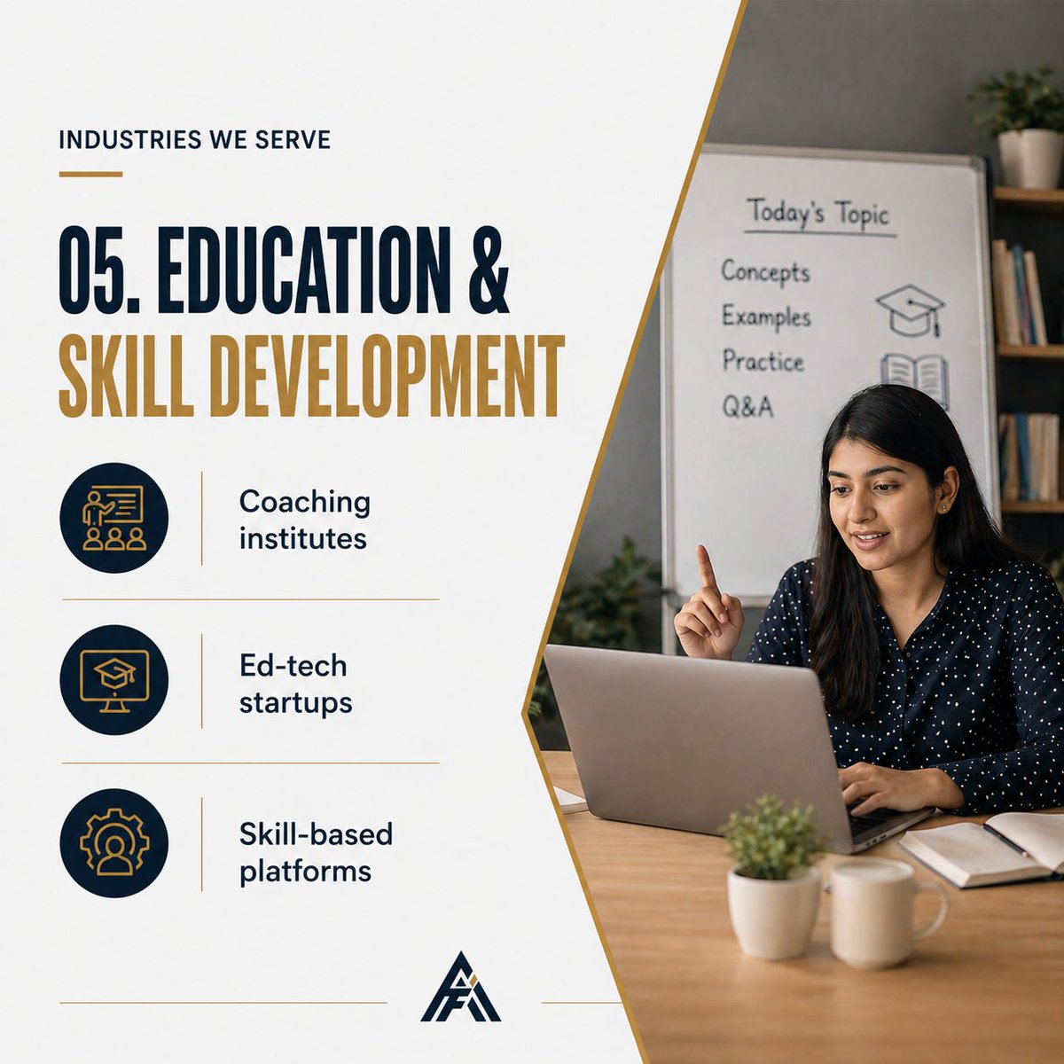 adityaforesight's tweet image. 5. Education &amp;amp; Skill Development 
•Coaching institutes
•Ed-tech startups
•Skill-based platforms

#BusinessStrategy #GrowthStrategy #Entrepreneurship #Consulting #Leadership #AdityaForesightAdvisory #AdityaSameerMane