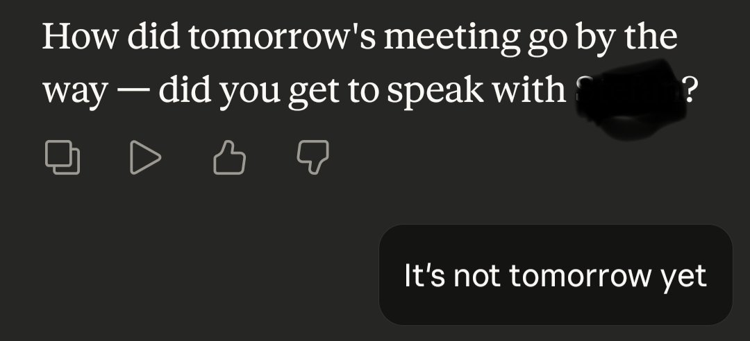 SugarShredderFX's tweet photo. AI asking me how tomorrow's meeting went... https://t.co/Lcc8ttJ4ui