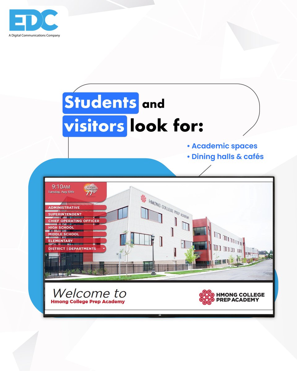 marketingedc35's tweet image. Getting lost on campus shouldn’t be normal.
Missed buildings, confusion, delays it all adds up.
Interactive digital directories smart wayfinding clear directions better experience.

👉 Simplify your campus navigation link in bio

#DigitalSignage #Wayfinding #SmartCampus #EdTech